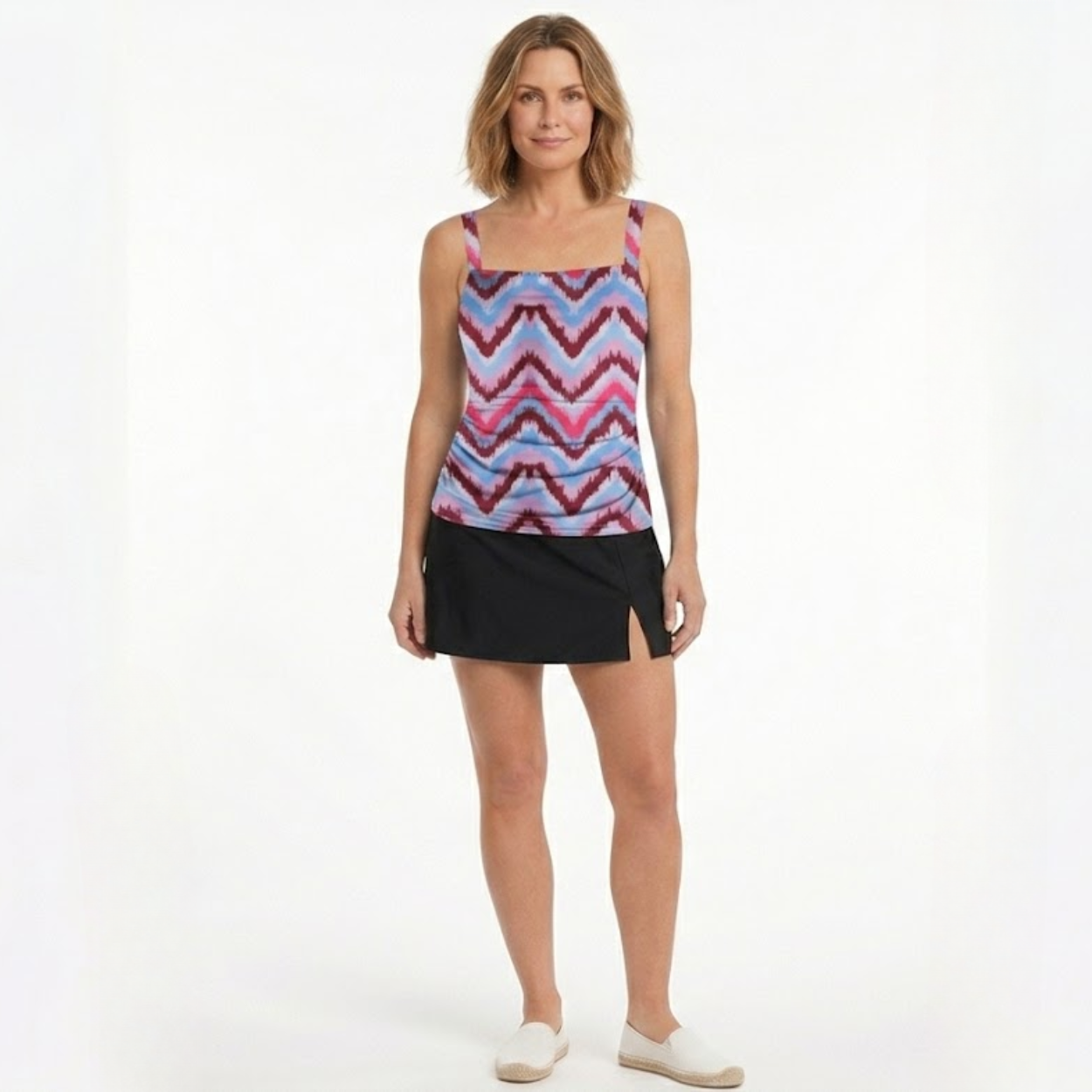 Tankini Swimsuit with Swimming Tank Top and High-Waisted Bottoms