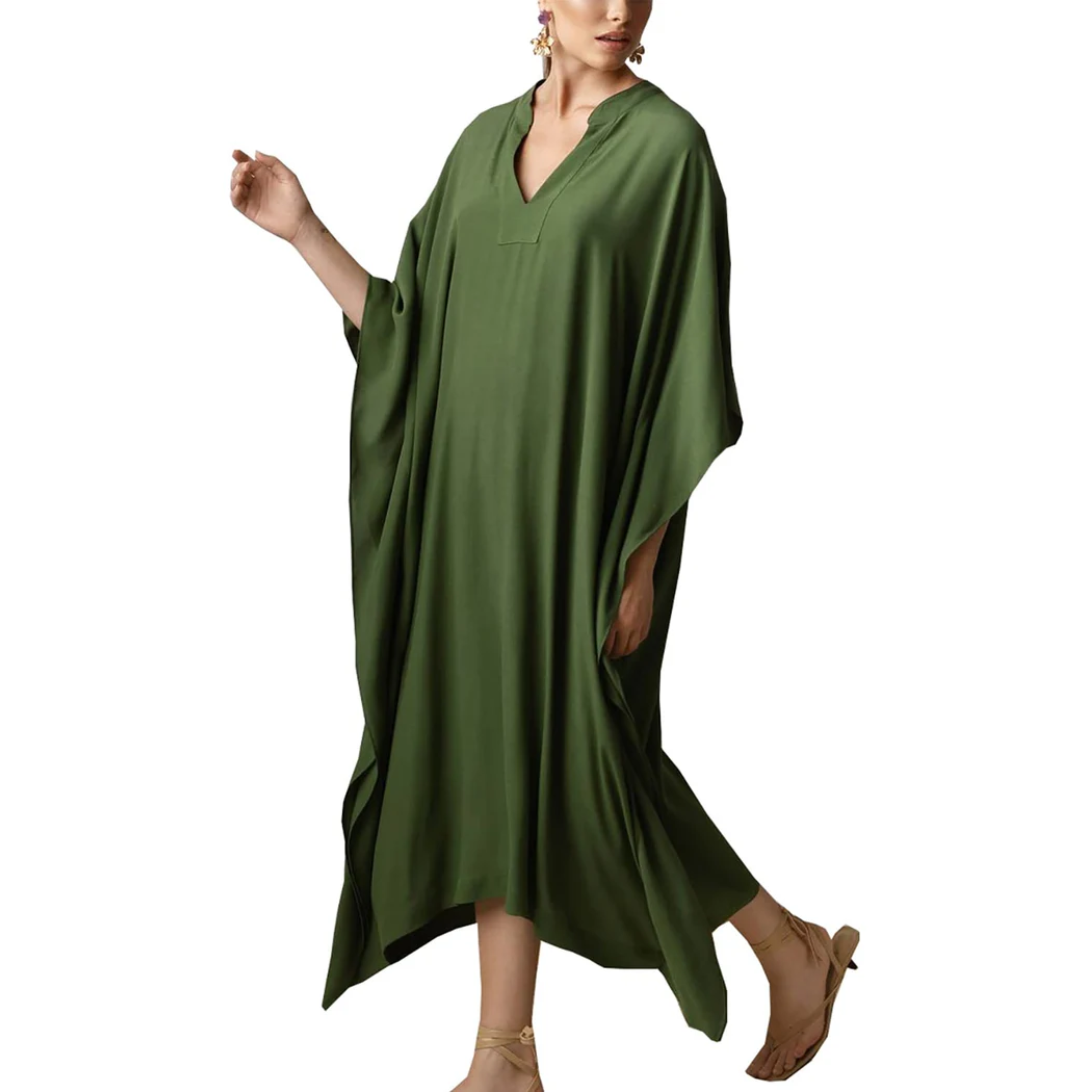 Bata kimono de playa larga — corte amplio — vacaciones de verano