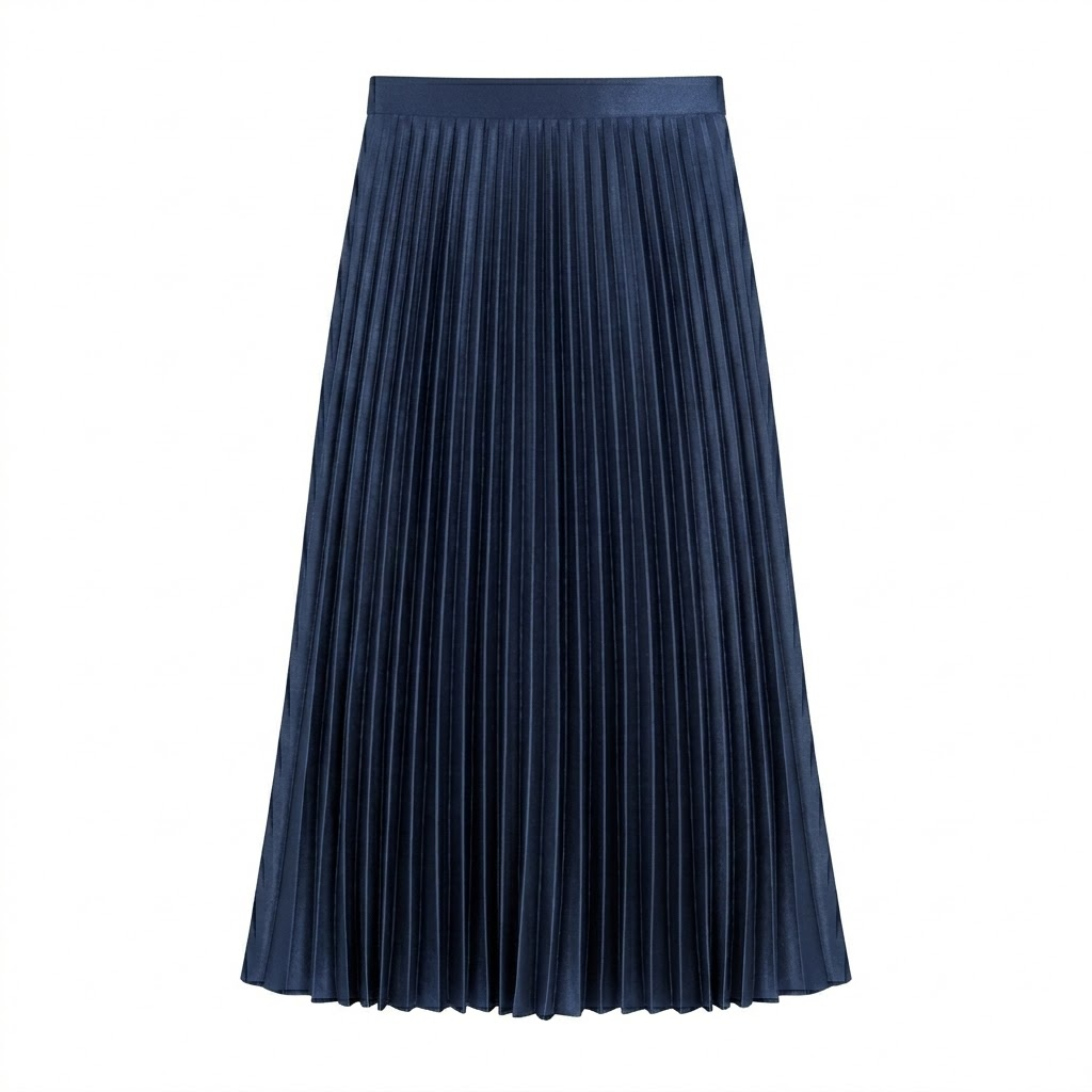 Saia Longa Plissada Satinada com Cintura Alta Elástica para Mulher