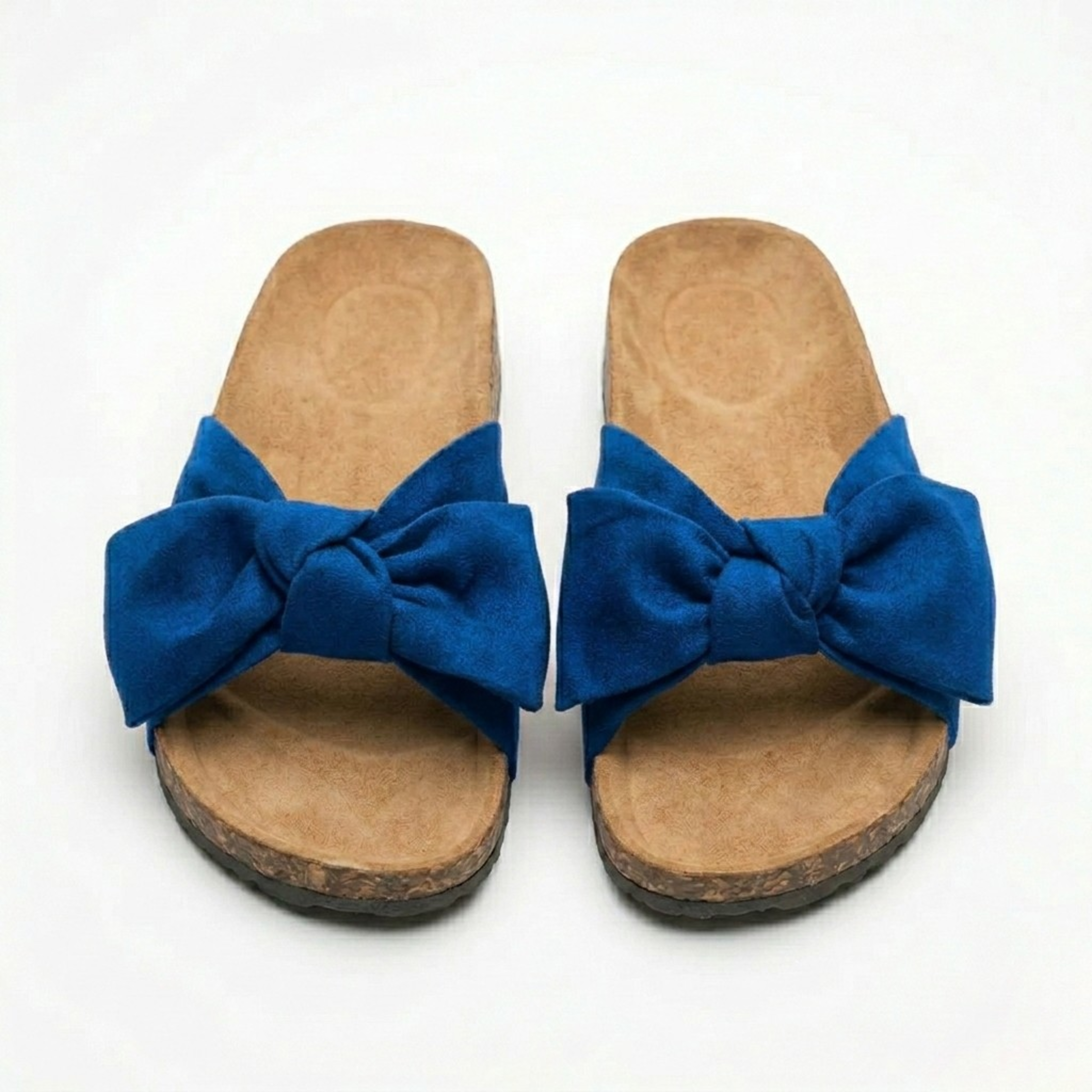 Sandales Plates pour Femmes avec Nœud Décoratif et Semelle en Caoutchouc Style Liège