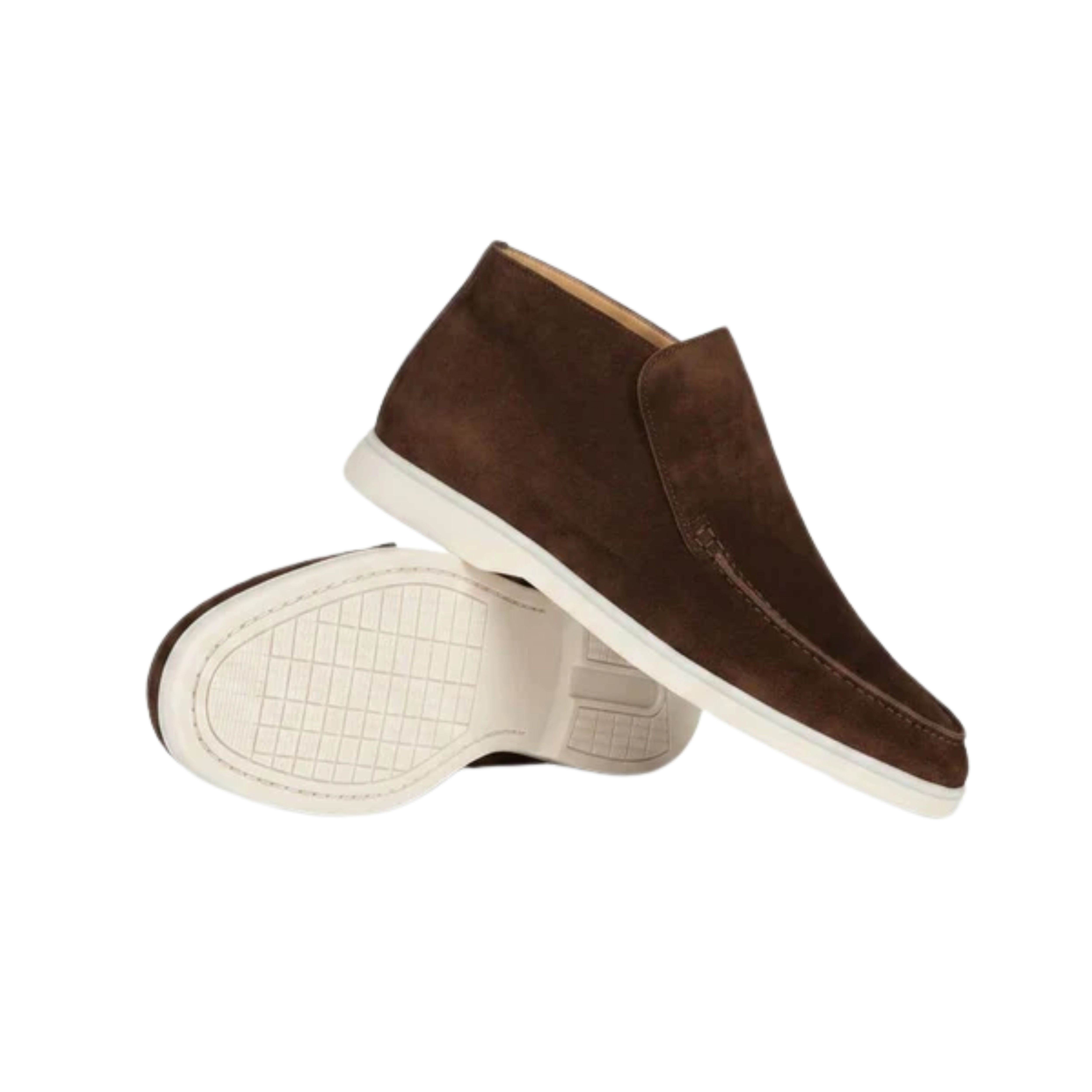 Mocasines altos para hombre — botines de ante para poner fácilmente — estilo oficina chic casual