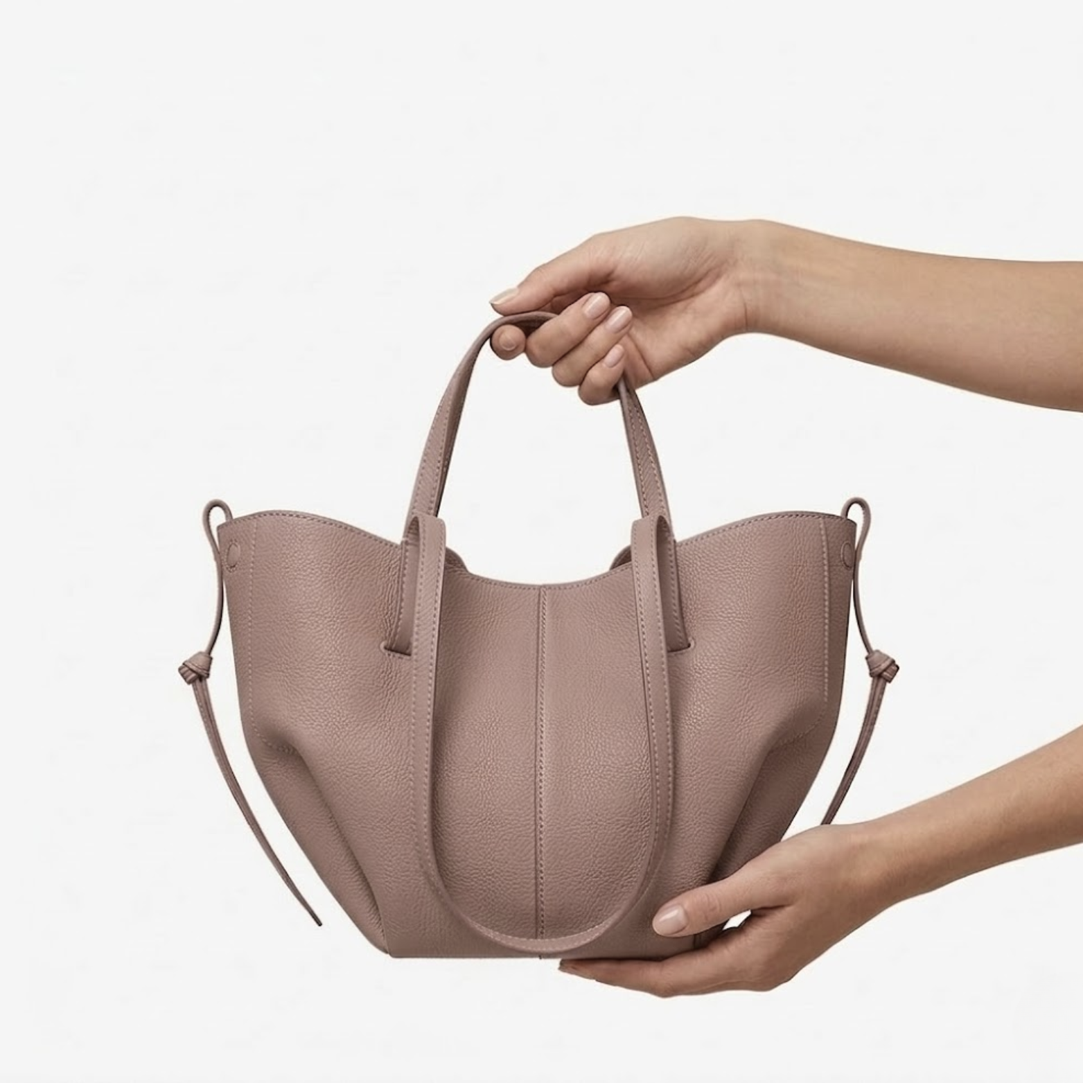 Sac à Main en Cuir de Grande Capacité avec Ailes Plissées pour Femme