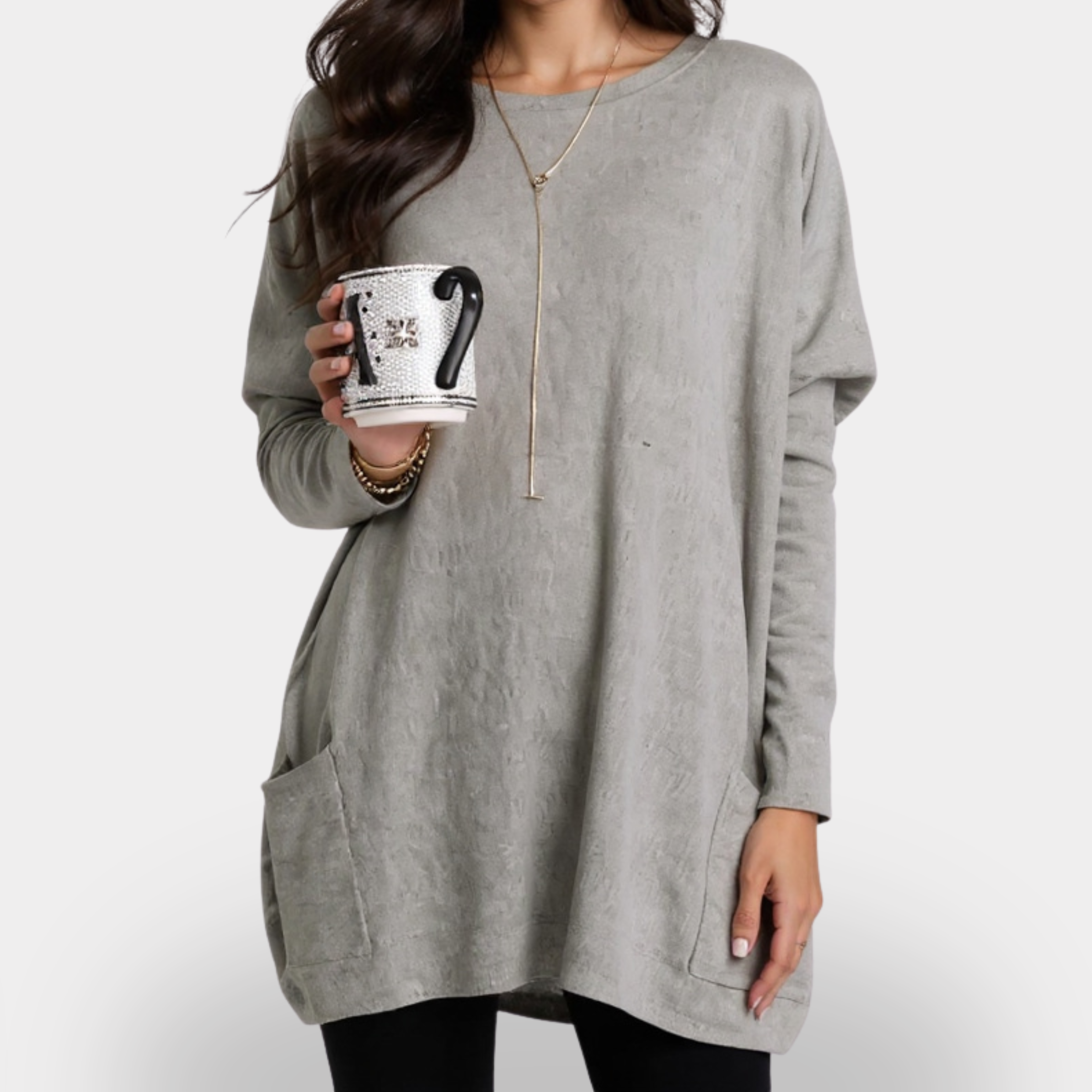 Ancienne Monde | Camiseta de manga larga con bolsillo para mujer – Superposición fácil, comodidad diaria