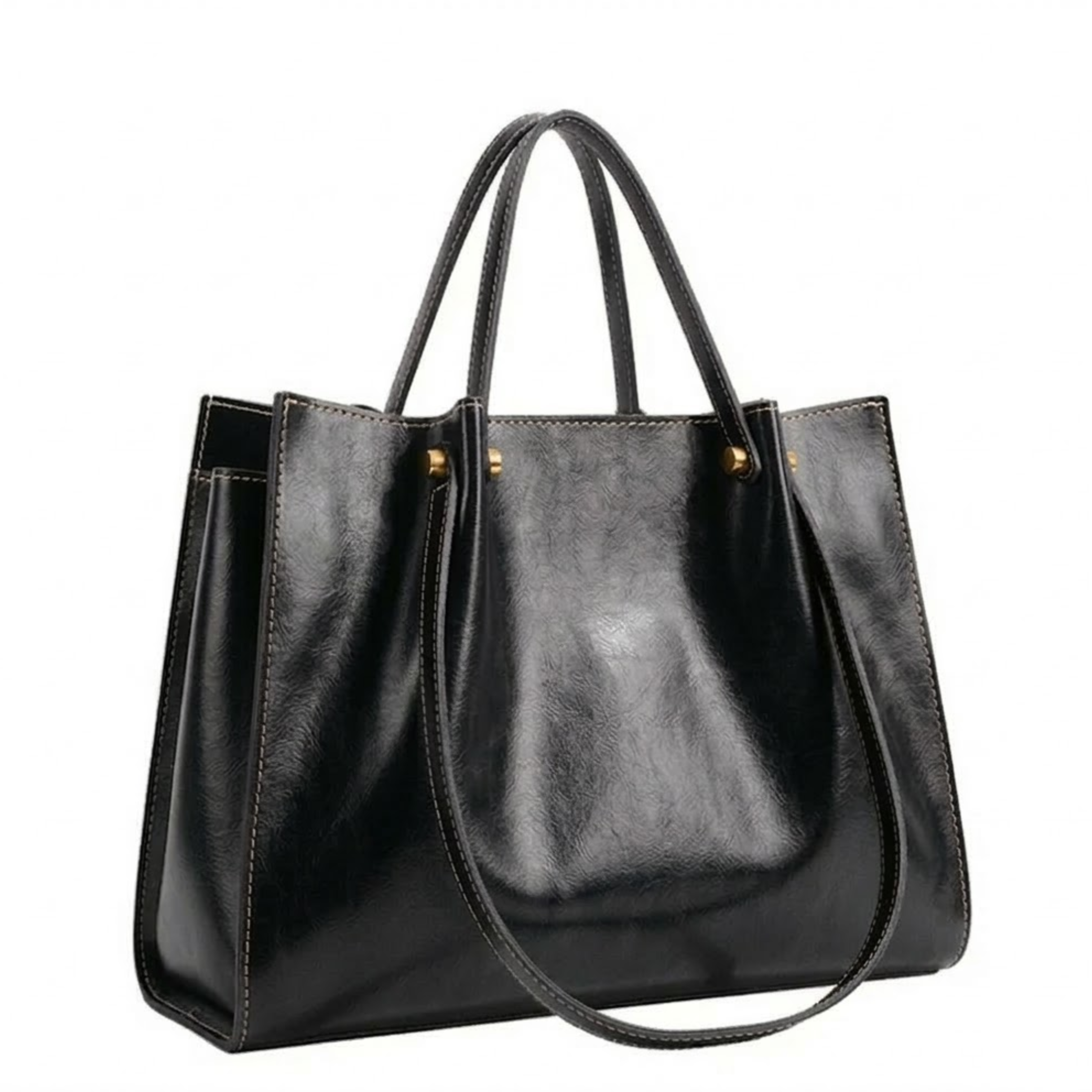 Bolso Tote de Cuero Vegetal con Cierre de Cremallera y Correa para Mujeres