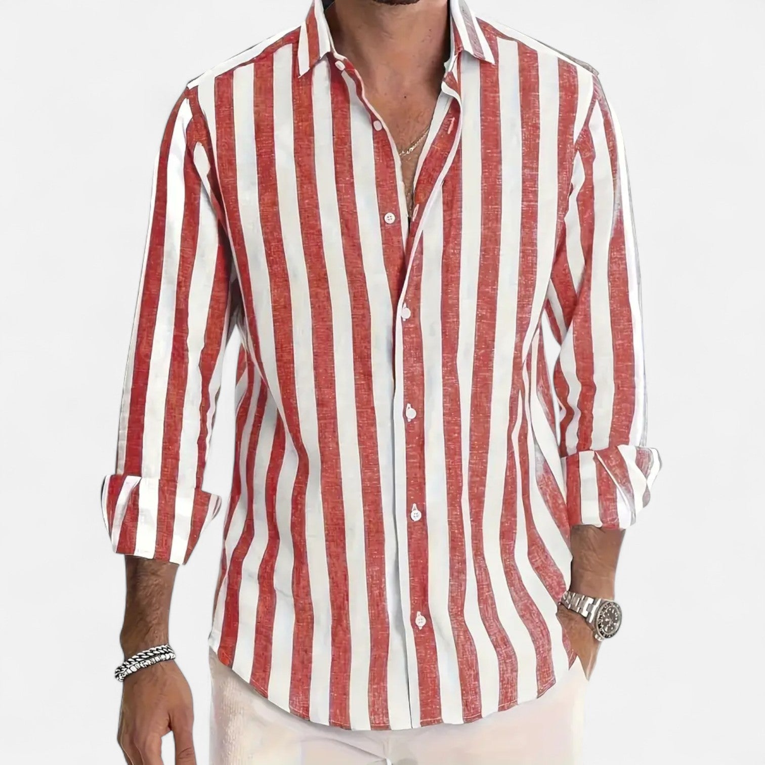 Ancienne Monde | Chemise Rayée à Boutons pour Homme – Sophistication Tailleur