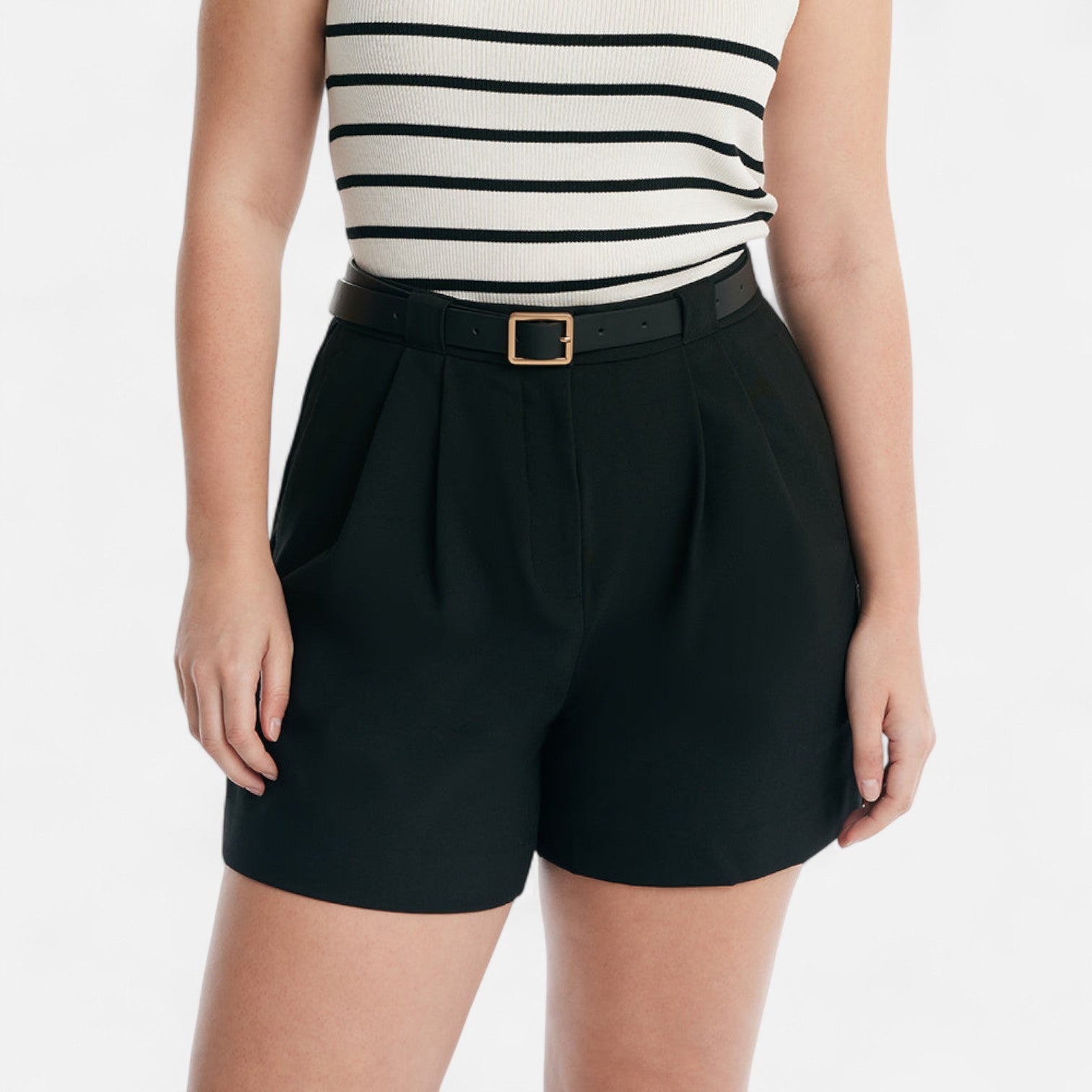 Ancienne Monde | Short Taille Haute en Coton pour Femme – Confort Structuré pour le Bureau & l’Élégance Estivale