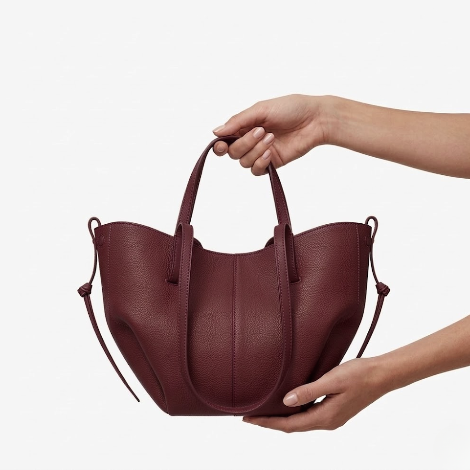 Sac à Main en Cuir de Grande Capacité avec Ailes Plissées pour Femme