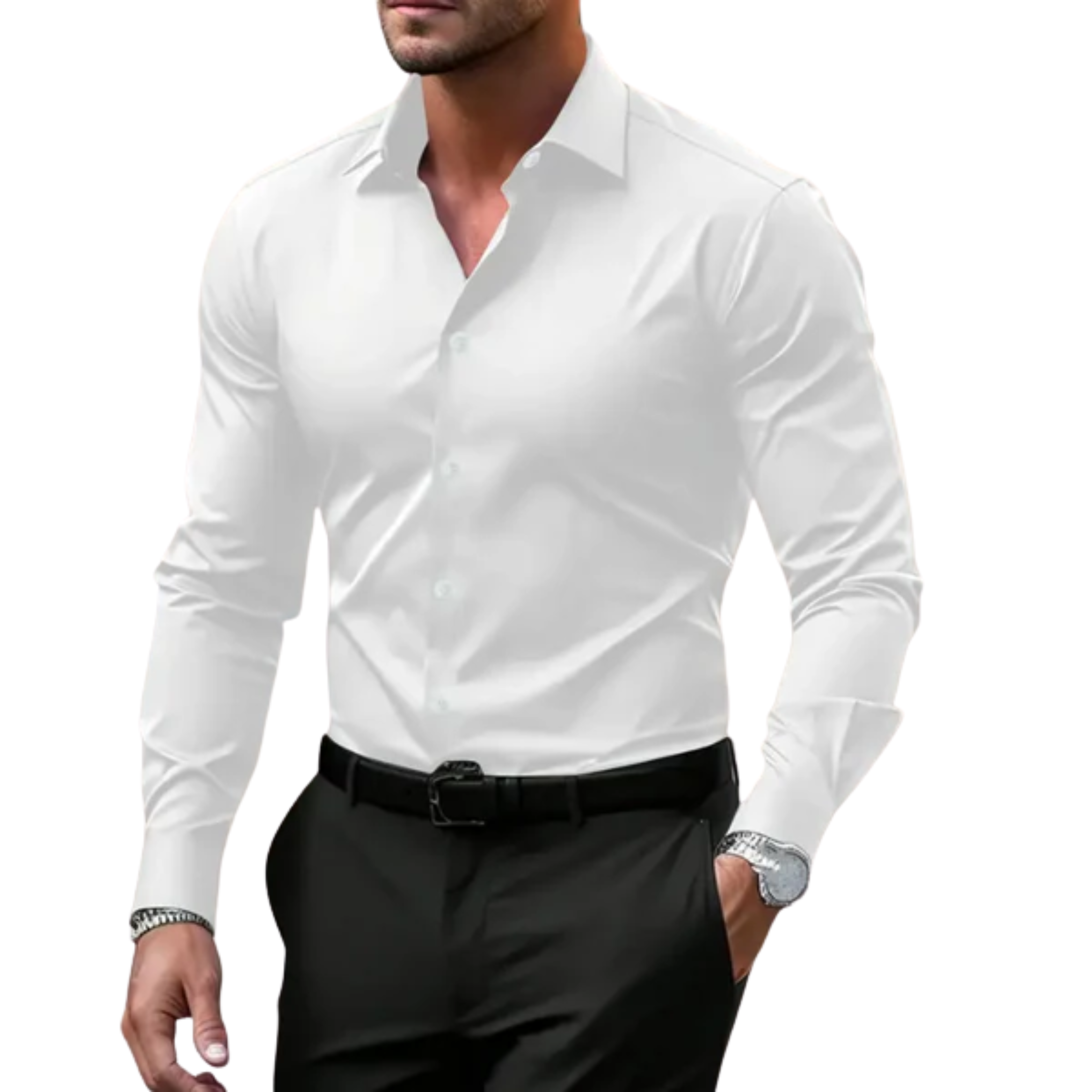 Men's button-down shirt — notched collar and long sleeves — everyday