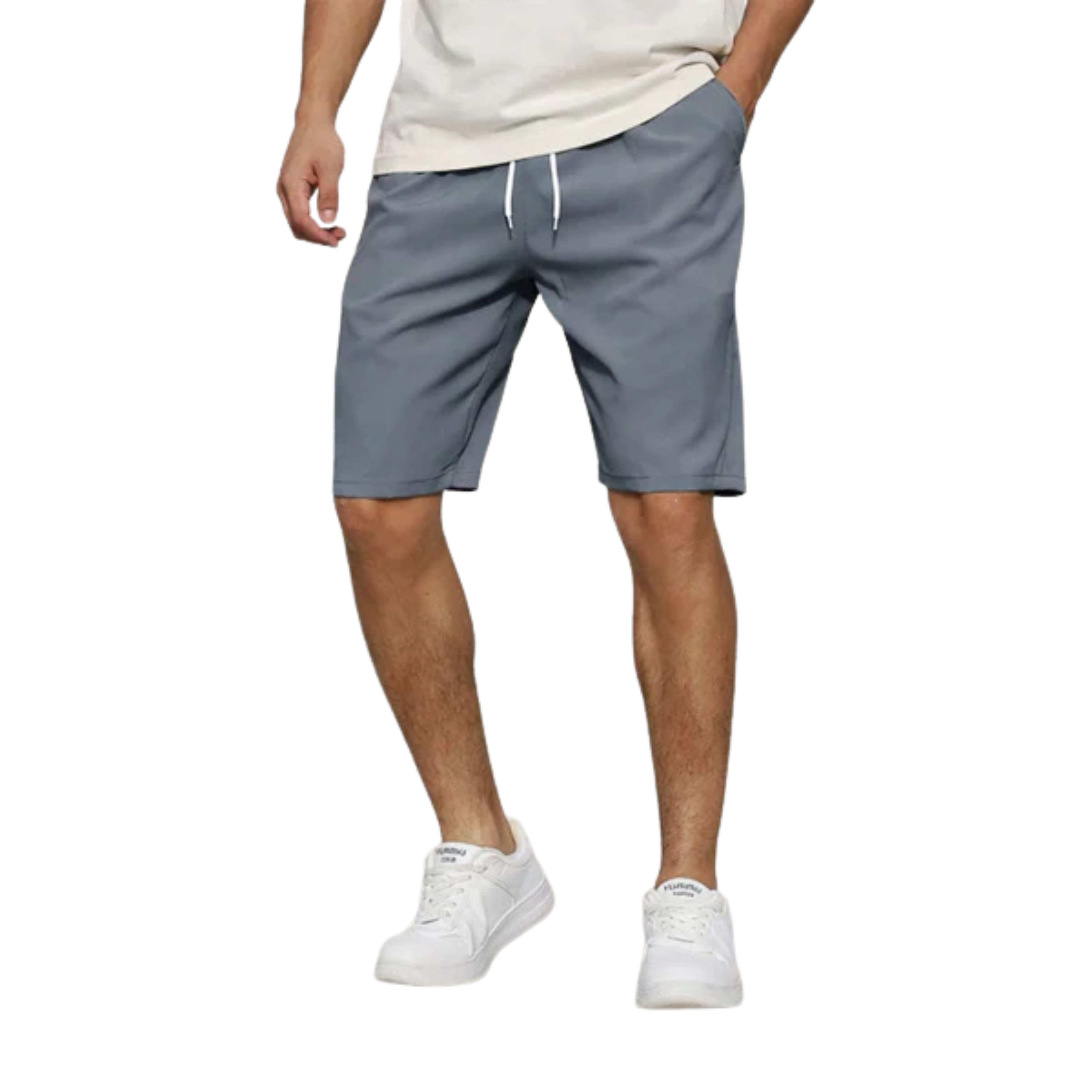 Pantaloni scurți sport pentru bărbați cu talie elastică și șnur de ajustare
