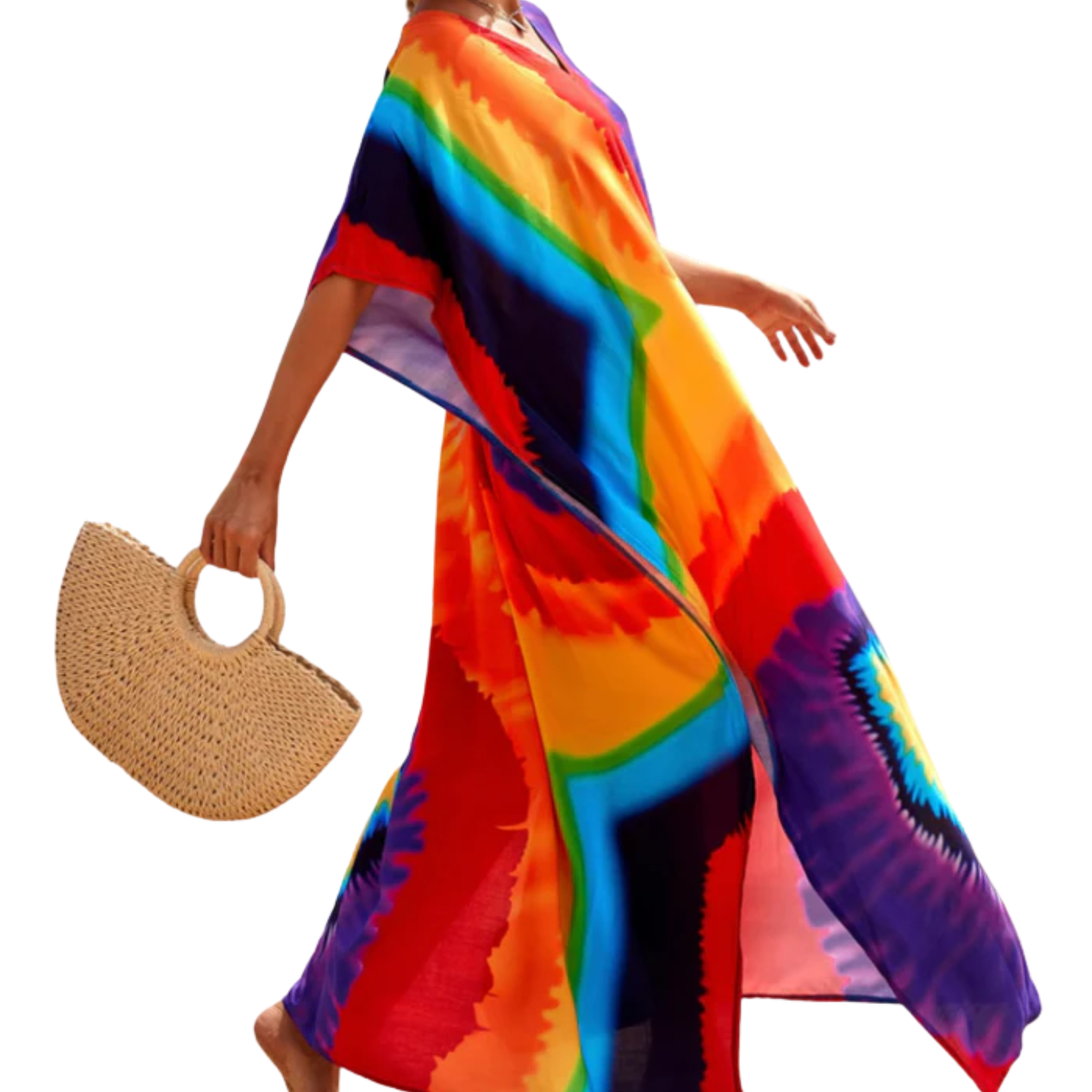 Robe kaftan kimono velká velikost — volný střih — pláž a cestování