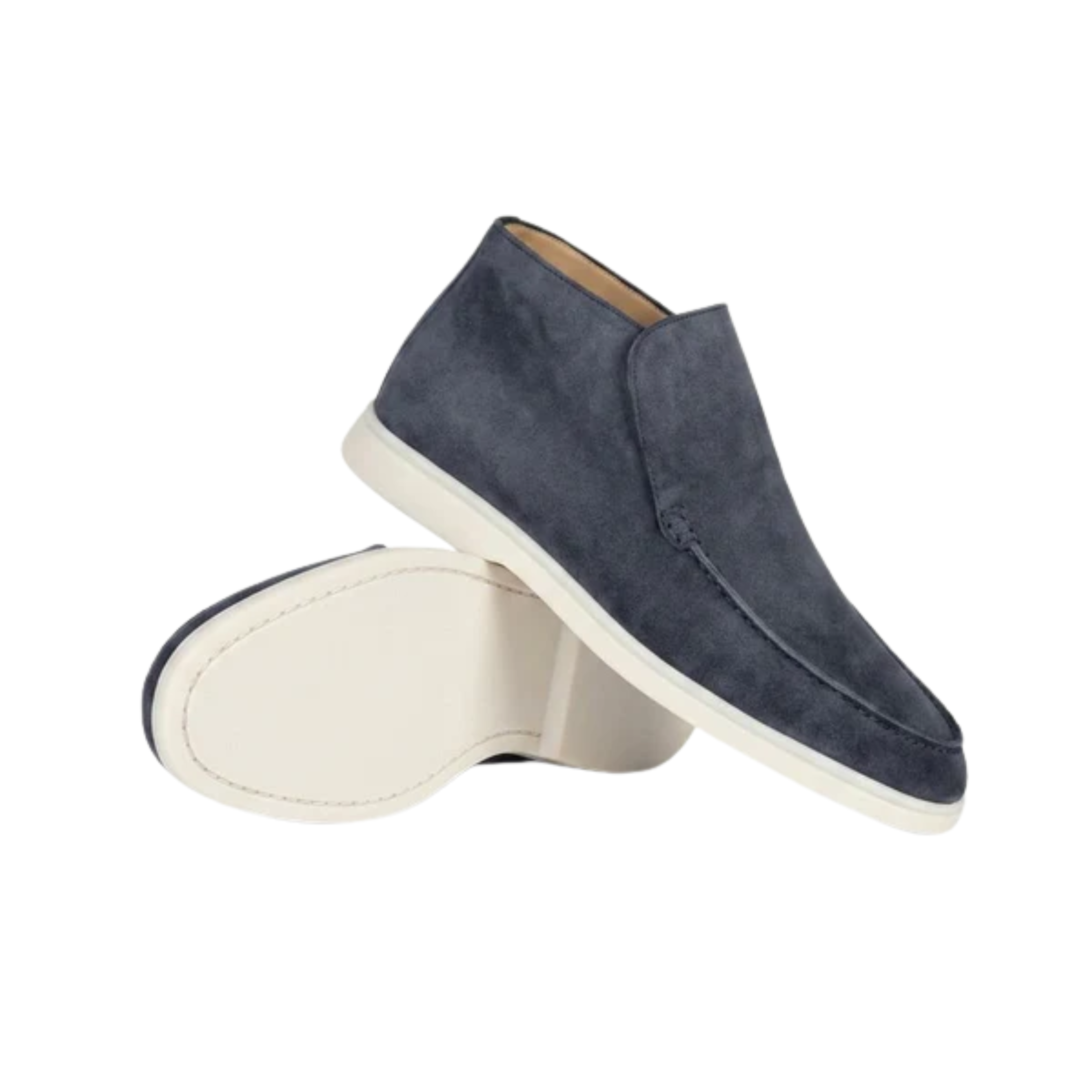 Mocasines altos para hombre — botines de ante para poner fácilmente — estilo oficina chic casual