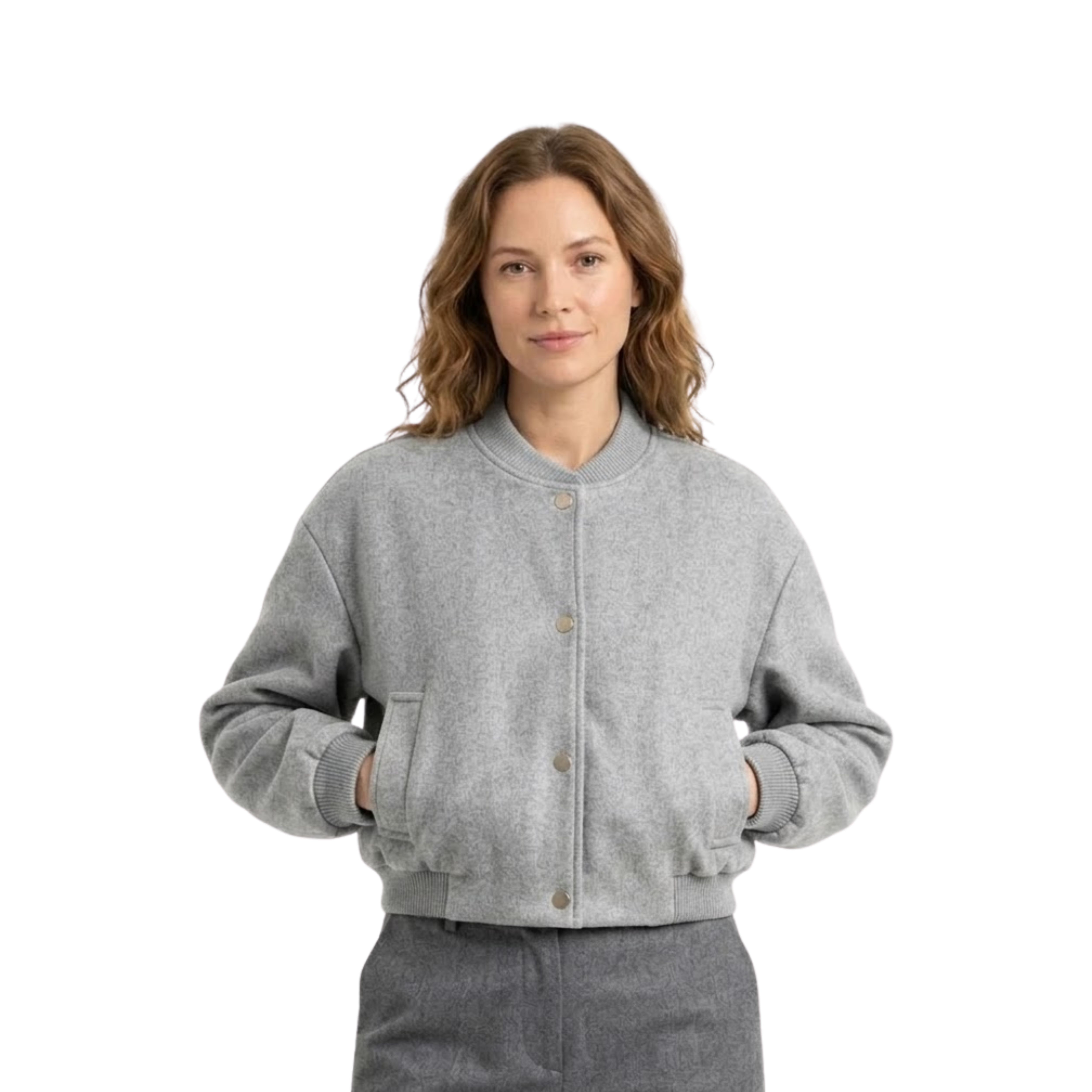 Chaqueta corta de tweed con mangas largas y cierre cruzado para mujer