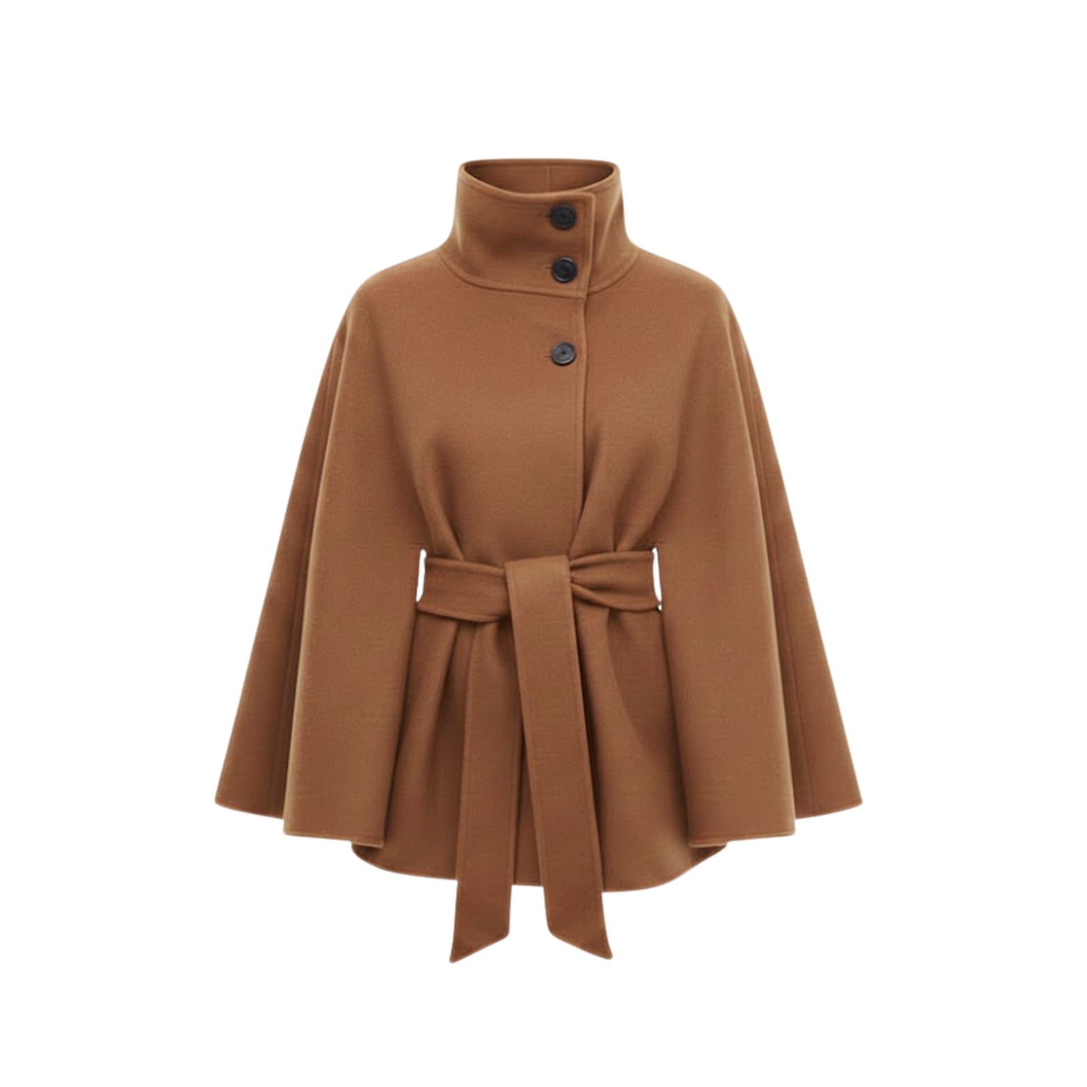 Strukturált köpenykabát övvel és álló gallérral