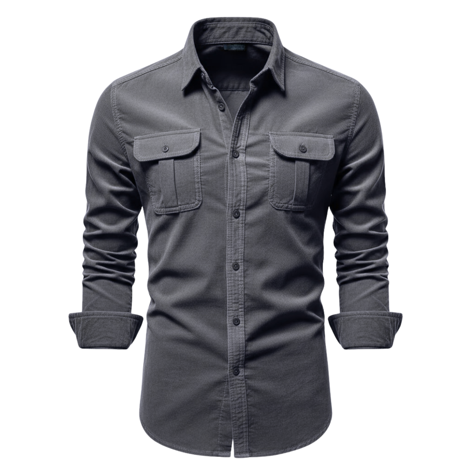 Camisa de pana 100% algodón para hombre corte ajustado con bolsillos en el pecho