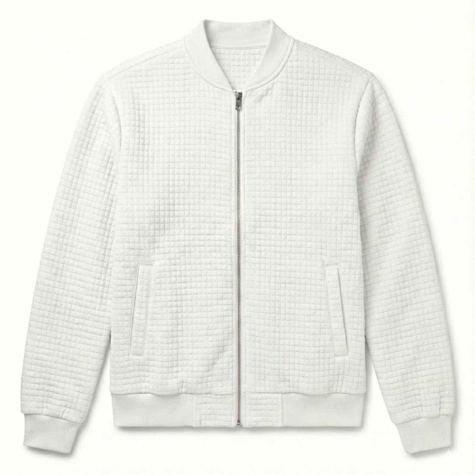 Férfi kockás mintás kabát cipzárral és álló gallérral, laza szabású