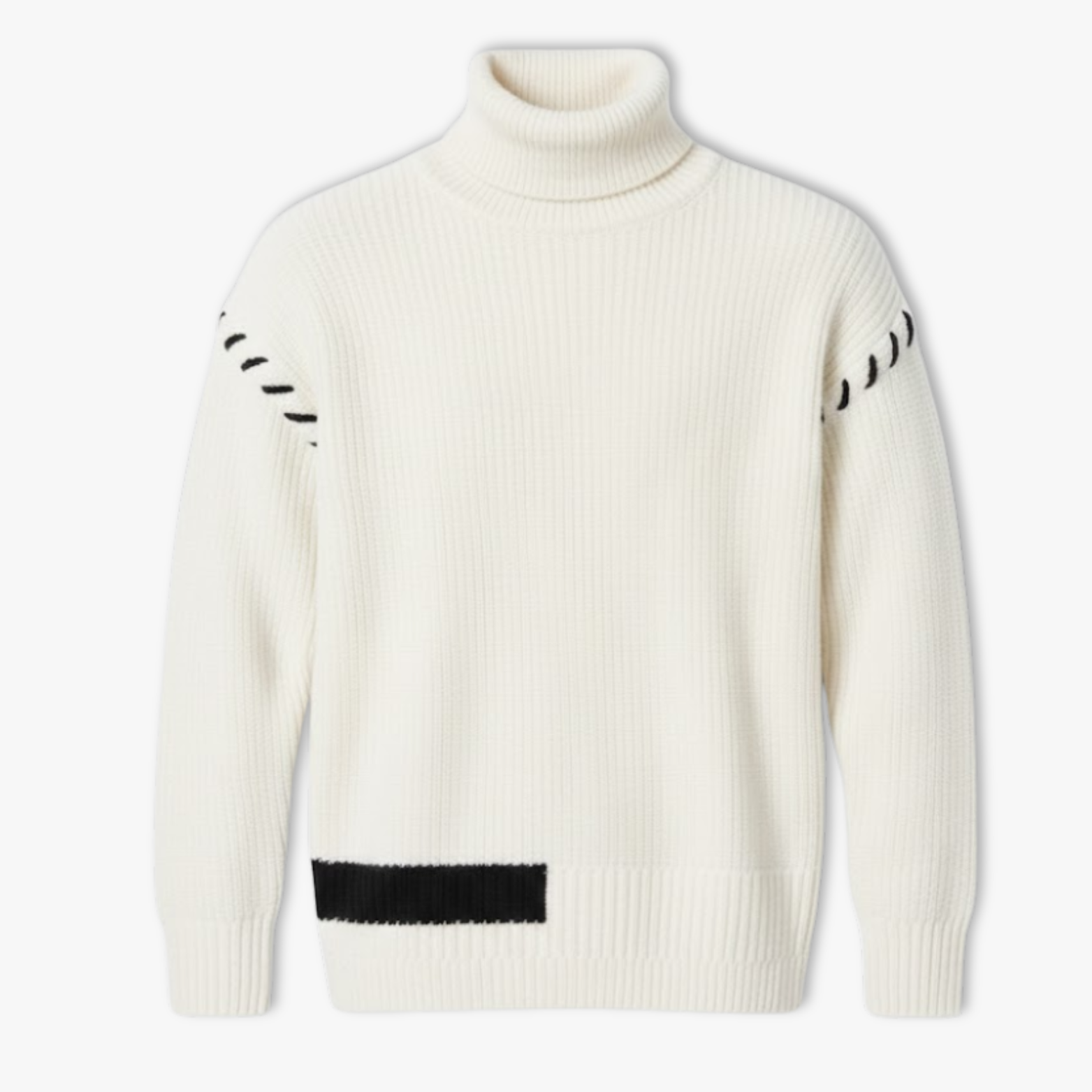 New men's turtleneck sweater, youthful and dynamic style, loose and relaxed fit, warm patchwork knit