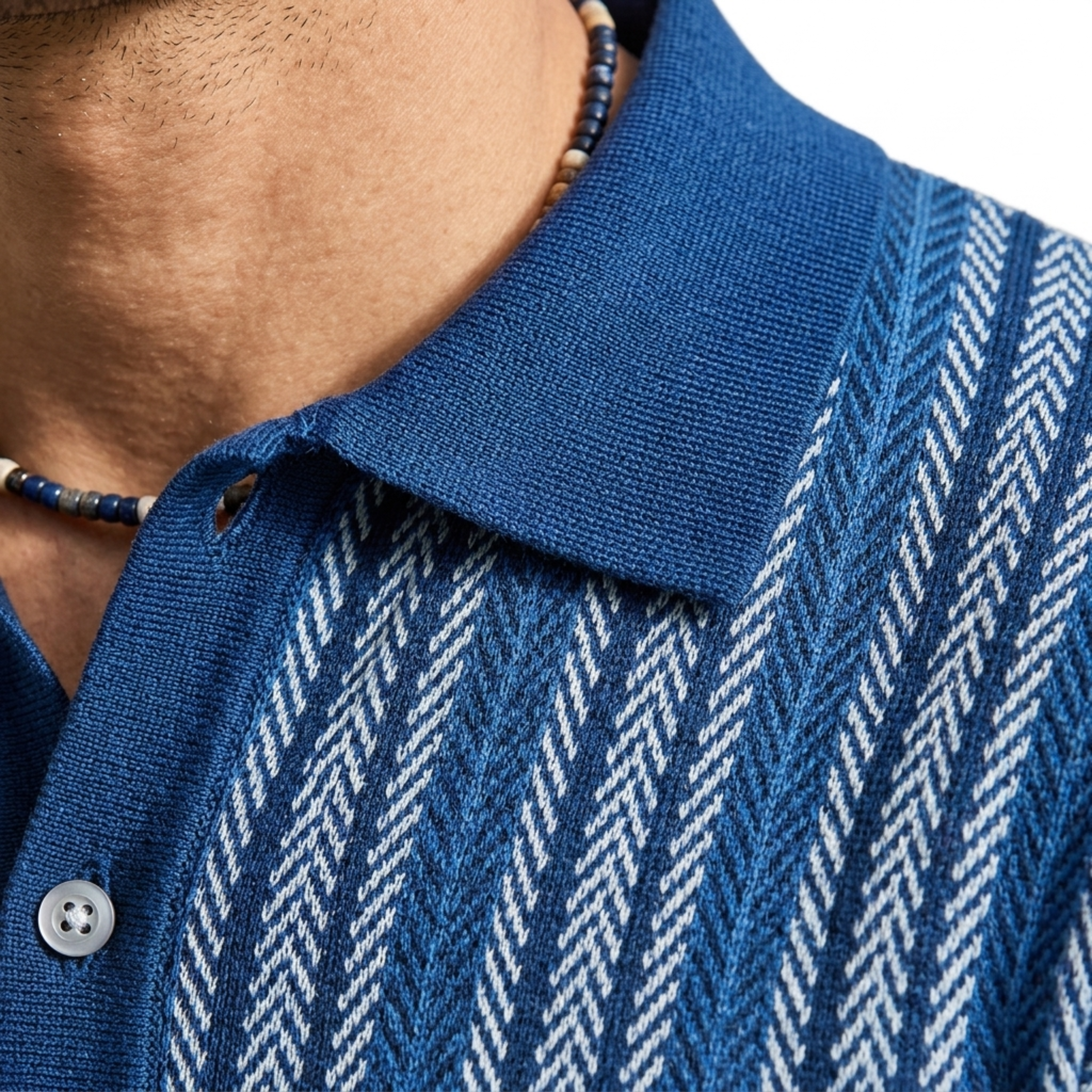 Cotton knit chemisette — buttoned polo style — semi-formal