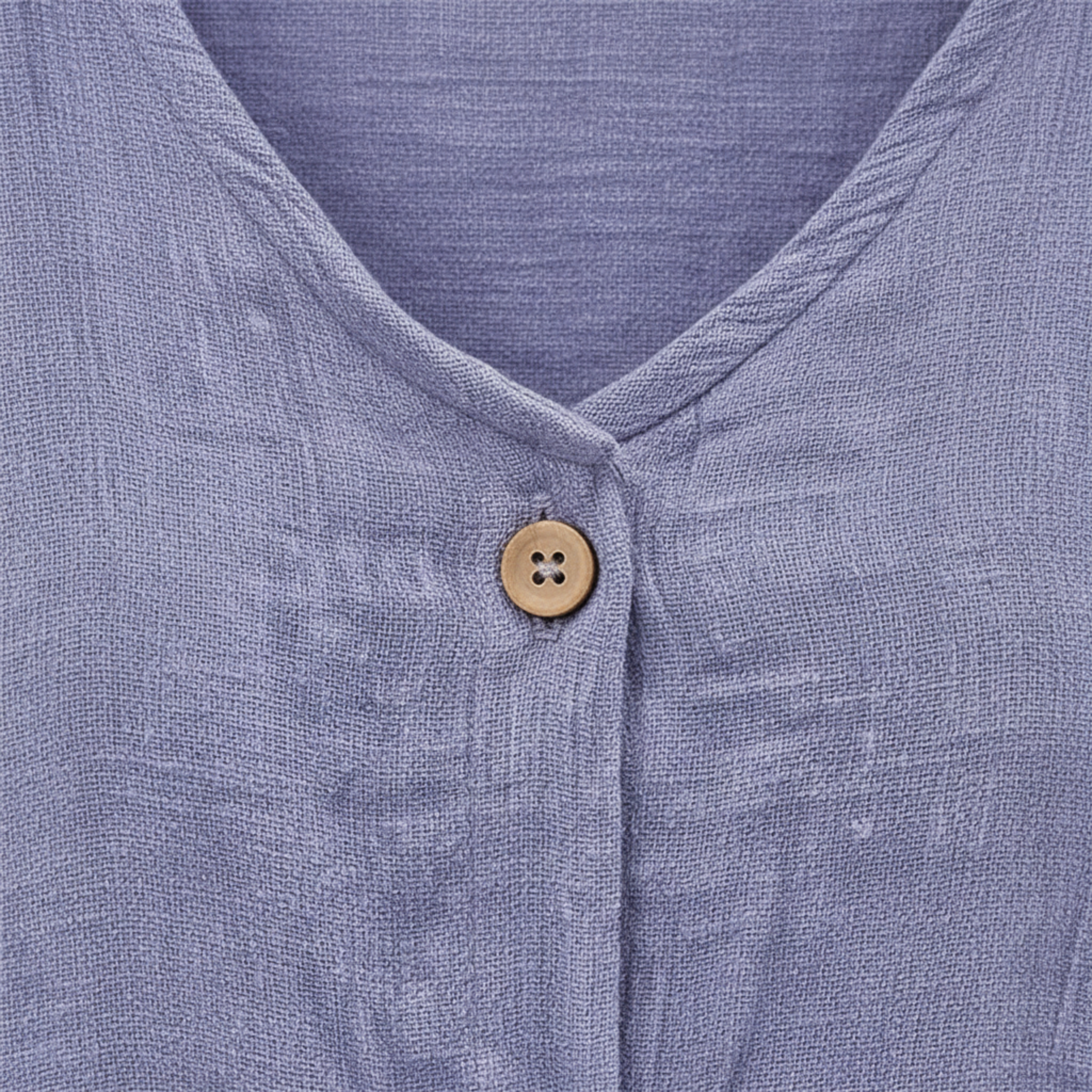 Blusa da donna con scollo a V, bottoni e maniche 3/4 in lino e cotone