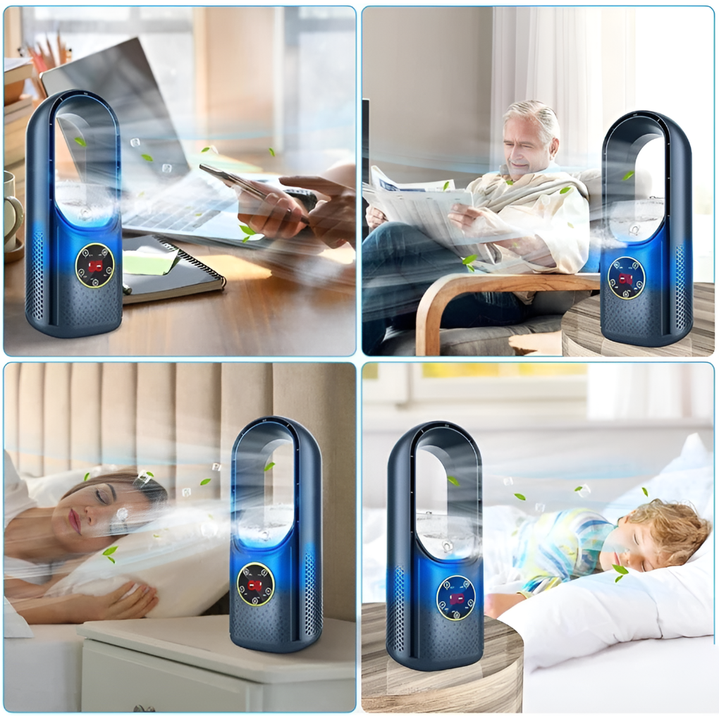 Lautloser Tischventilator ohne Flügel mit 3 Lüftungsmodi