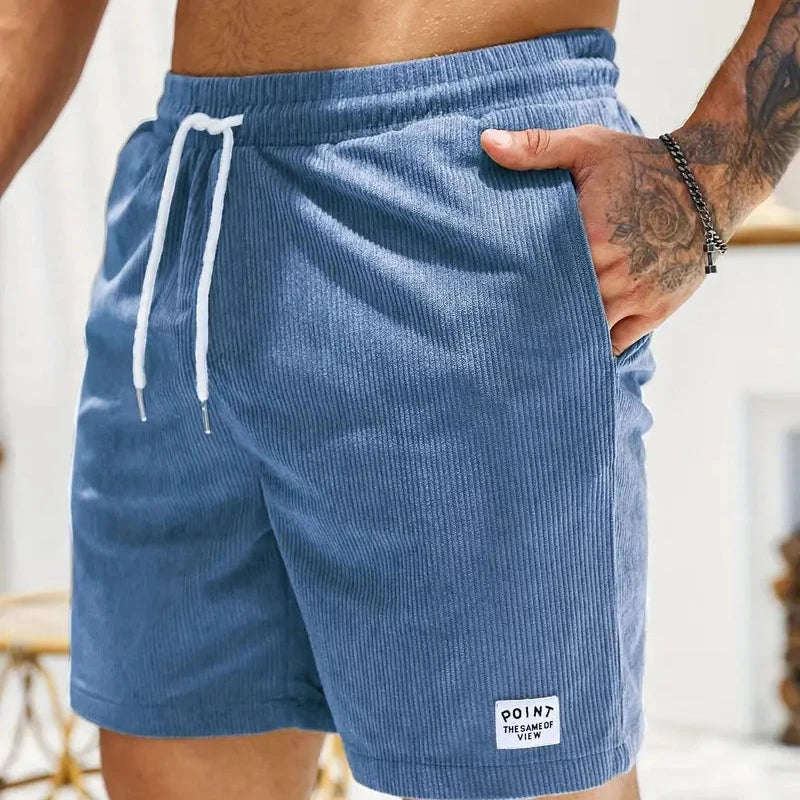 Men's velvet high shorts — casual summer clothing with drawstring