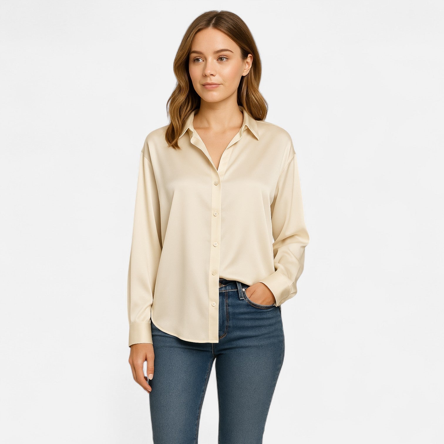 Ancienne Monde | Chemise en Soie pour Femme – Élégance Intemporelle au Fini Lumineux