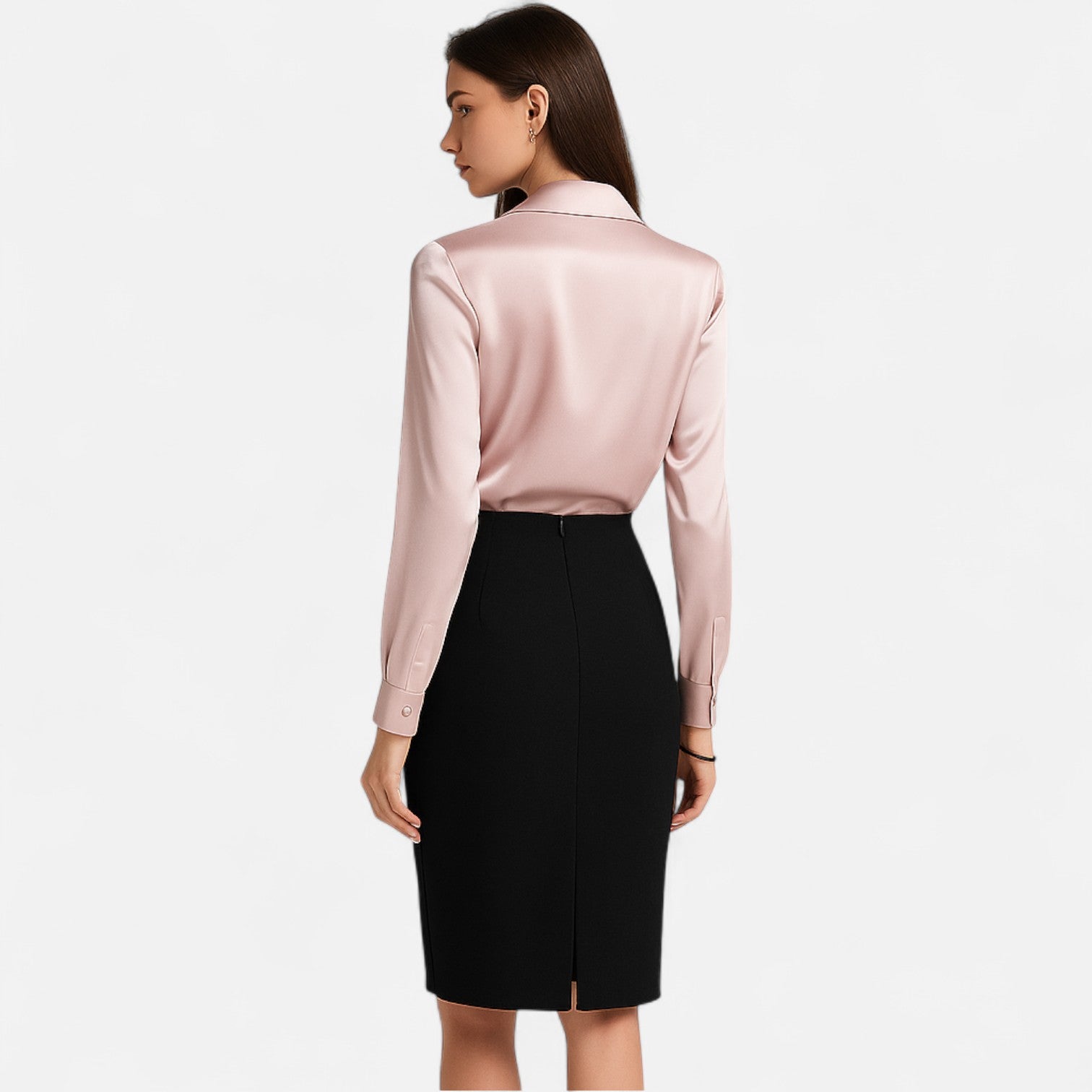 Ancienne Monde | Blouse Blanche en Satin Femme – Encolure Drapée, Élégance Intemporelle