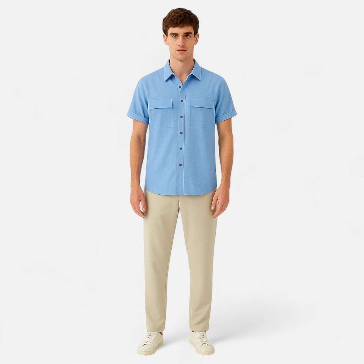 Ancient World | Short Sleeve Linen Shirt for Men – Lightness and Structured Elegance