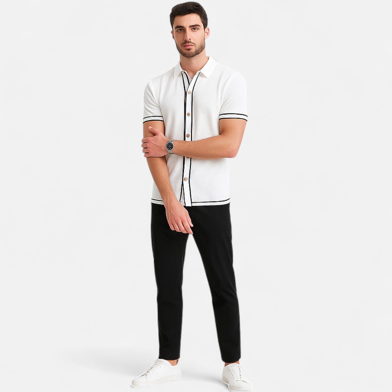 Ancienne Monde | Polo Rayé Rétro en Maille pour Homme