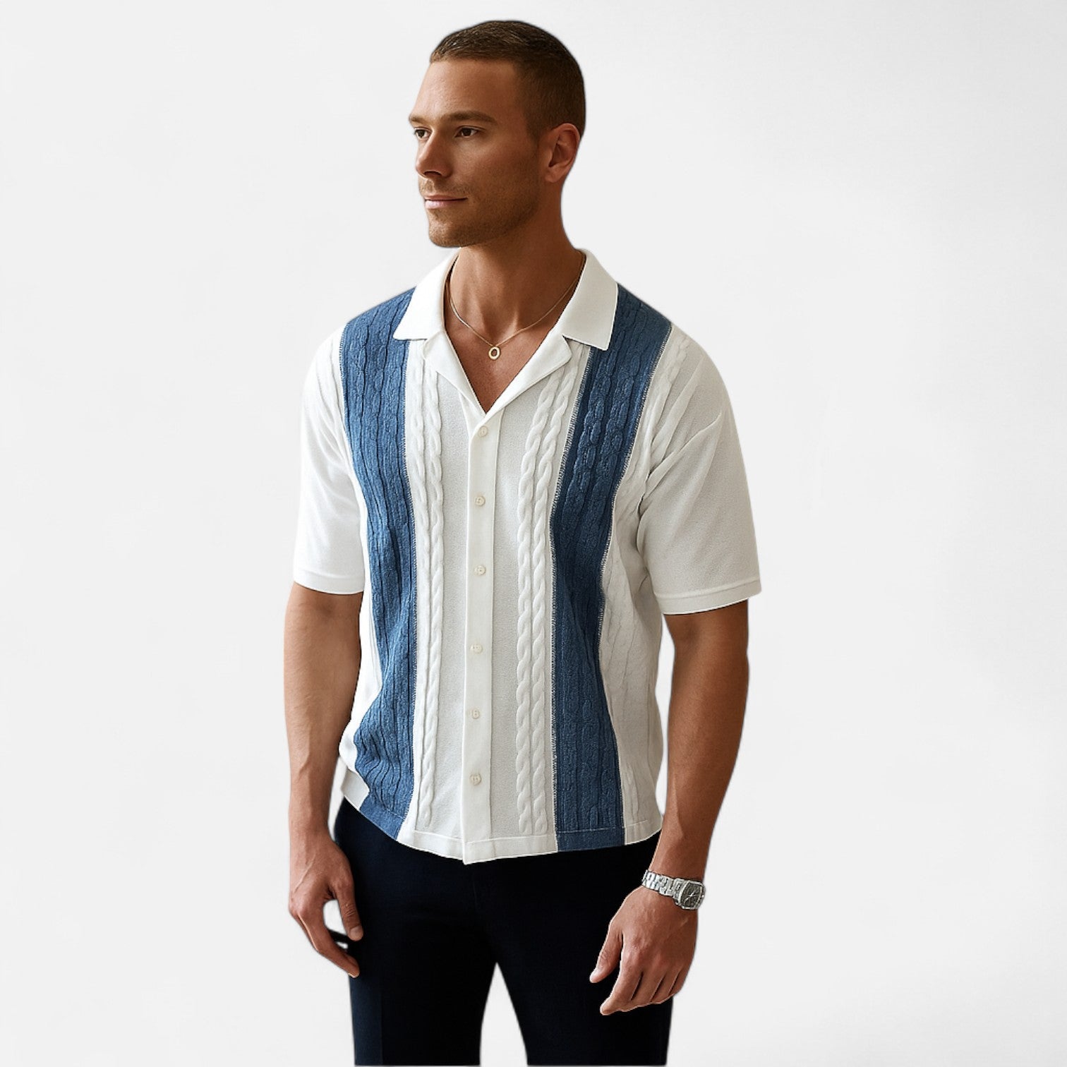 Ancienne Monde | Polo Estival Rayé en Maille pour Homme