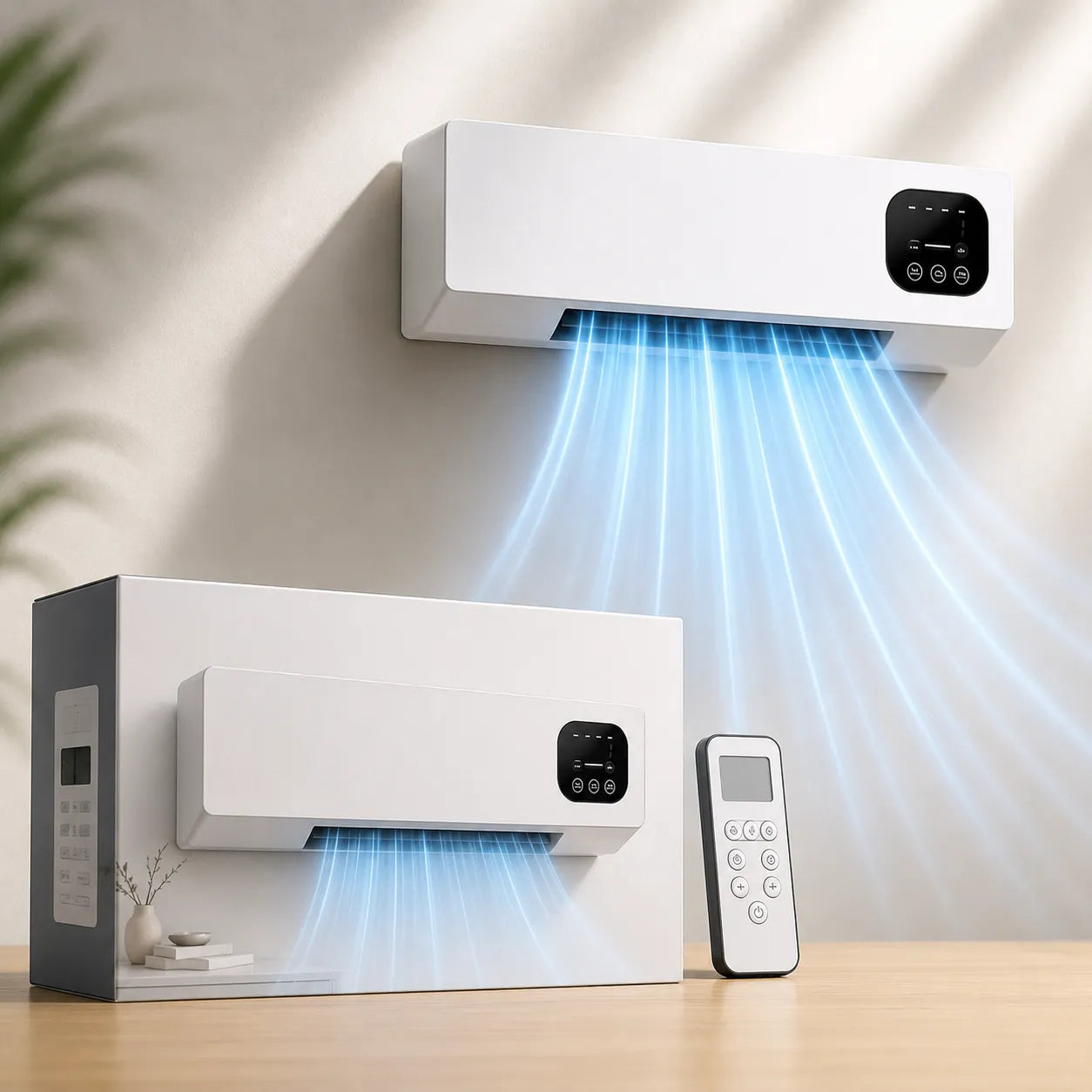 Aparato de calefacción y ventilación mural de 2000 W con control remoto y 3 velocidades