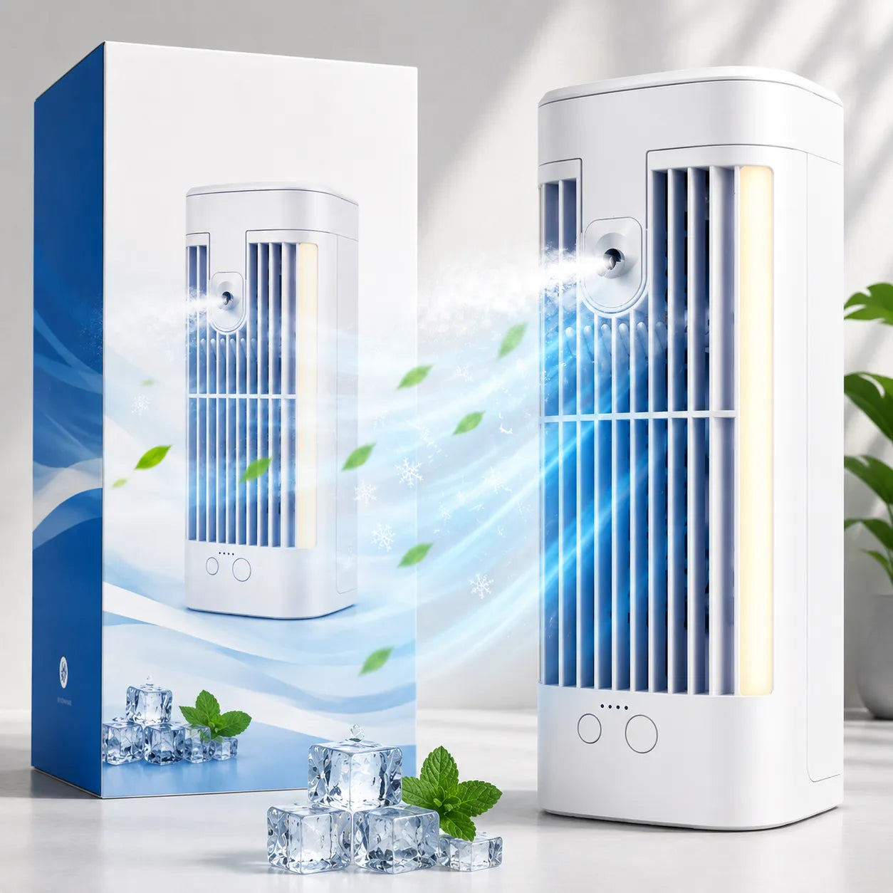 Mini enfriador de aire USB con luz nocturna para oficina