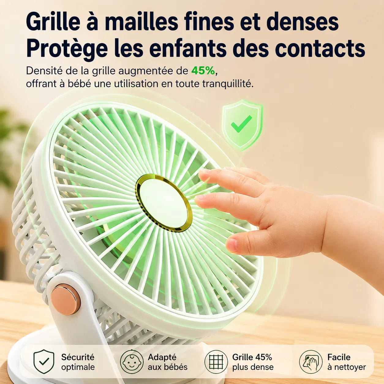 Ventilador portátil recargable con clip de 8000 mAh con LED y 5 velocidades