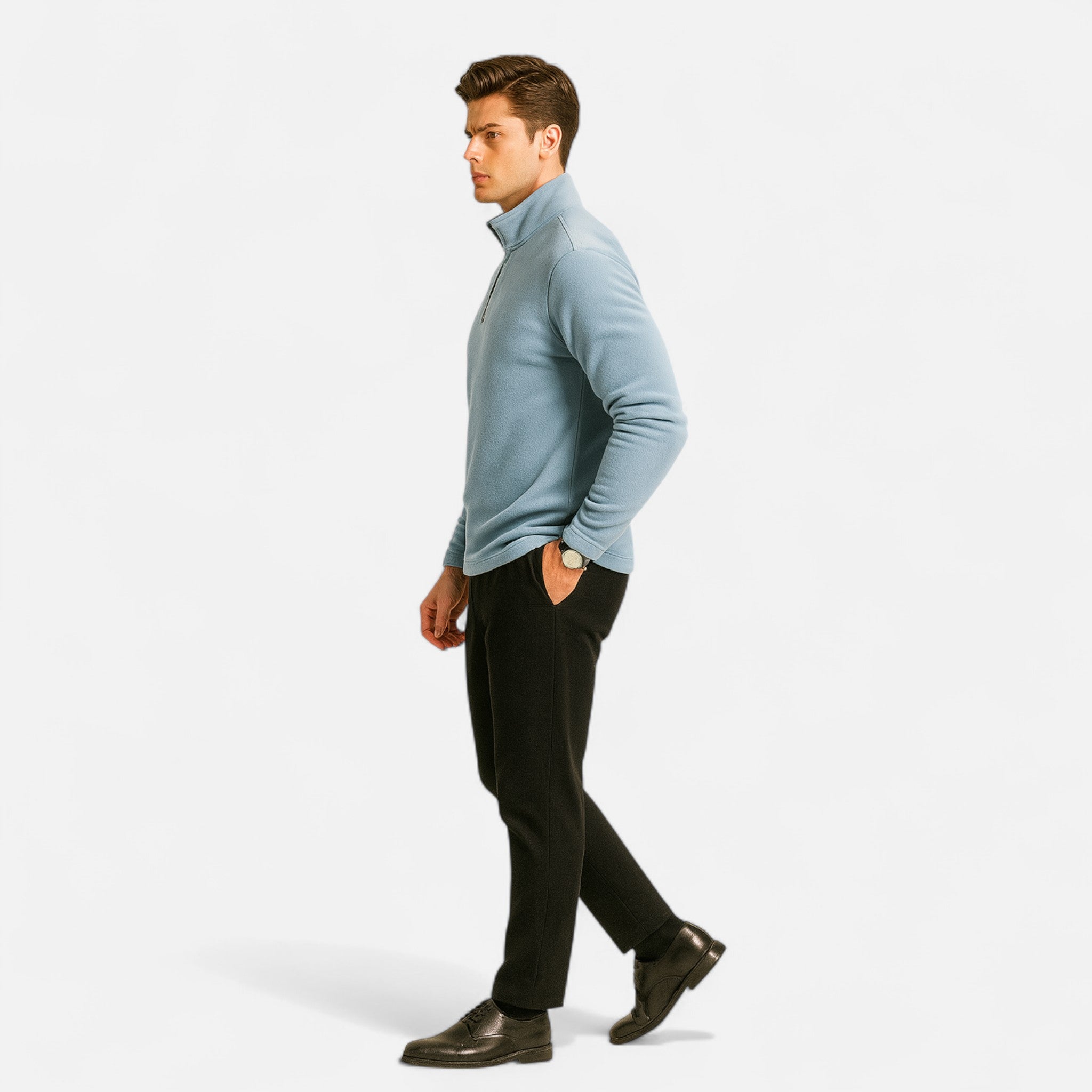 Ancienne Monde | Pull Polaire Homme Demi-Zip Col Haut Premium