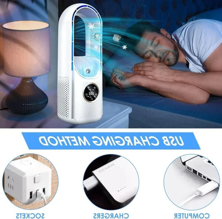 Climatizzatore portatile senza pale con raffreddamento regolabile e design compatto