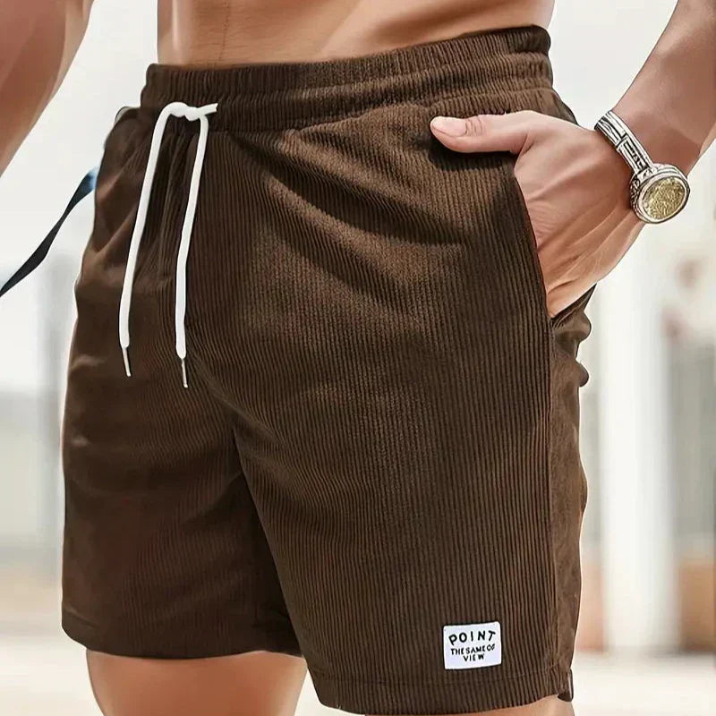 Men's velvet high shorts — casual summer clothing with drawstring