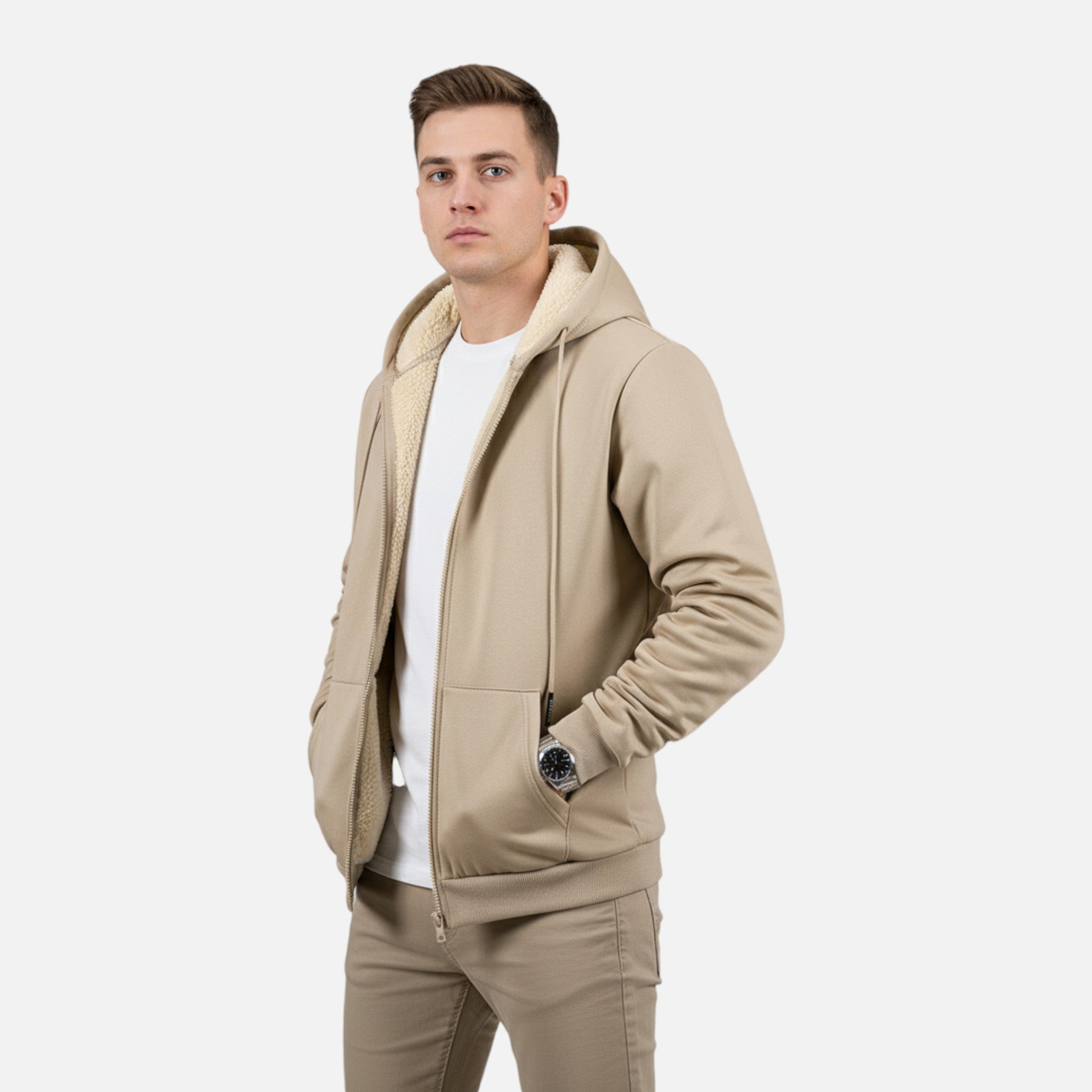 Ancienne Monde | Veste à Capuche Homme Zippée Doublée en Polaire