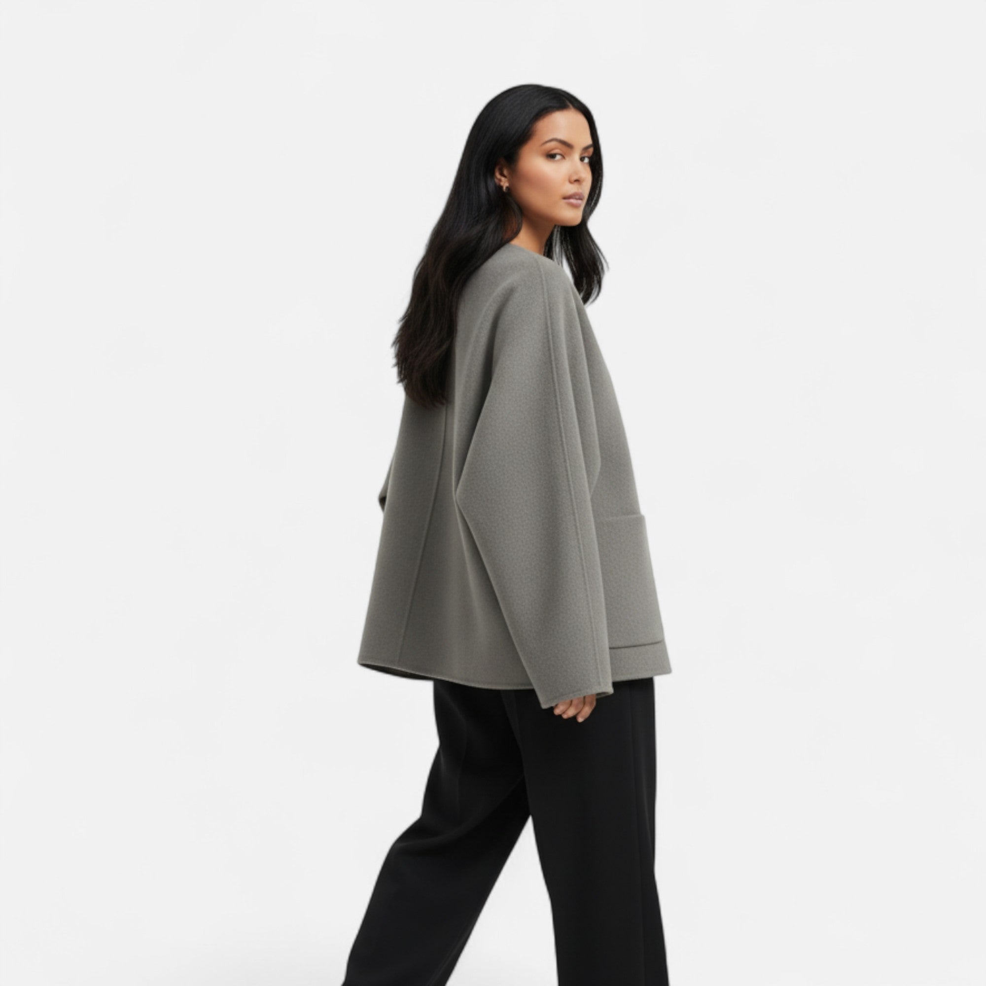 Ancienne Monde | Veste Kimono Femme Laine Col V