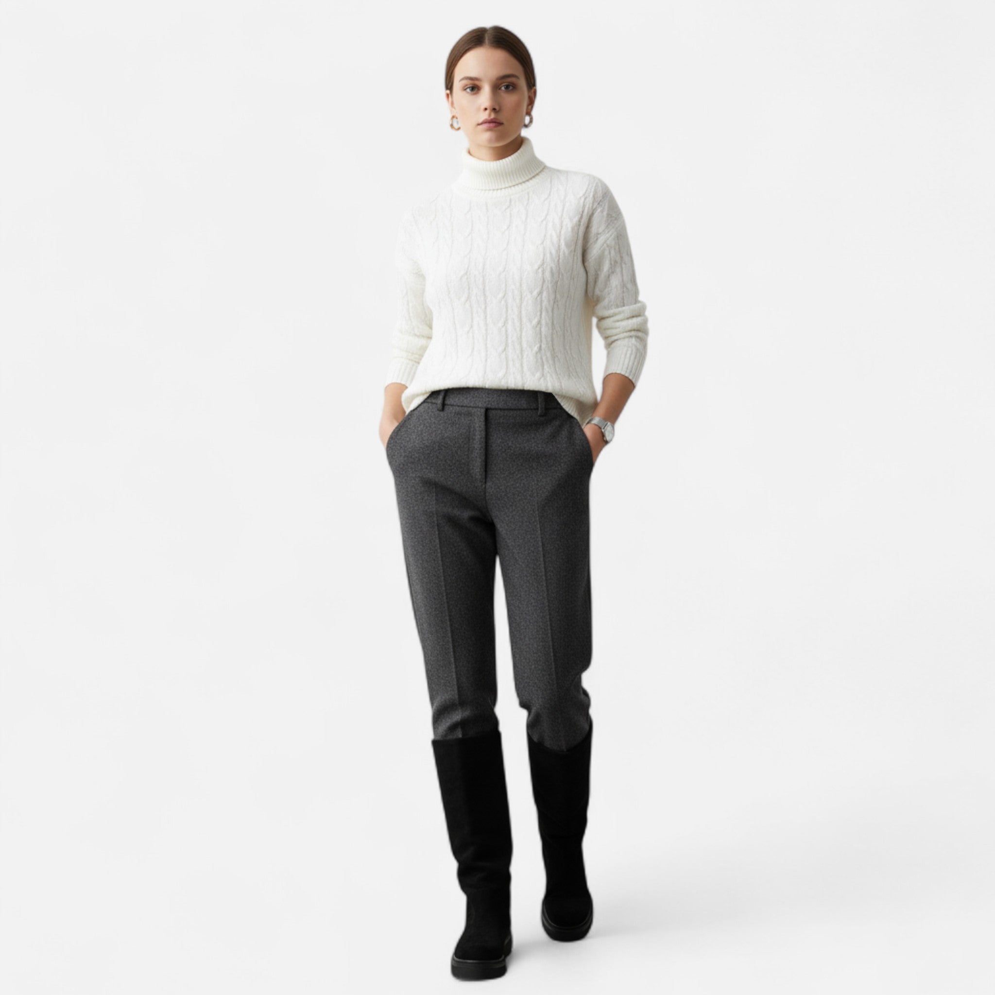 Ancienne Monde | Bottes Hautes Femme Plissées Semelle Épaisse