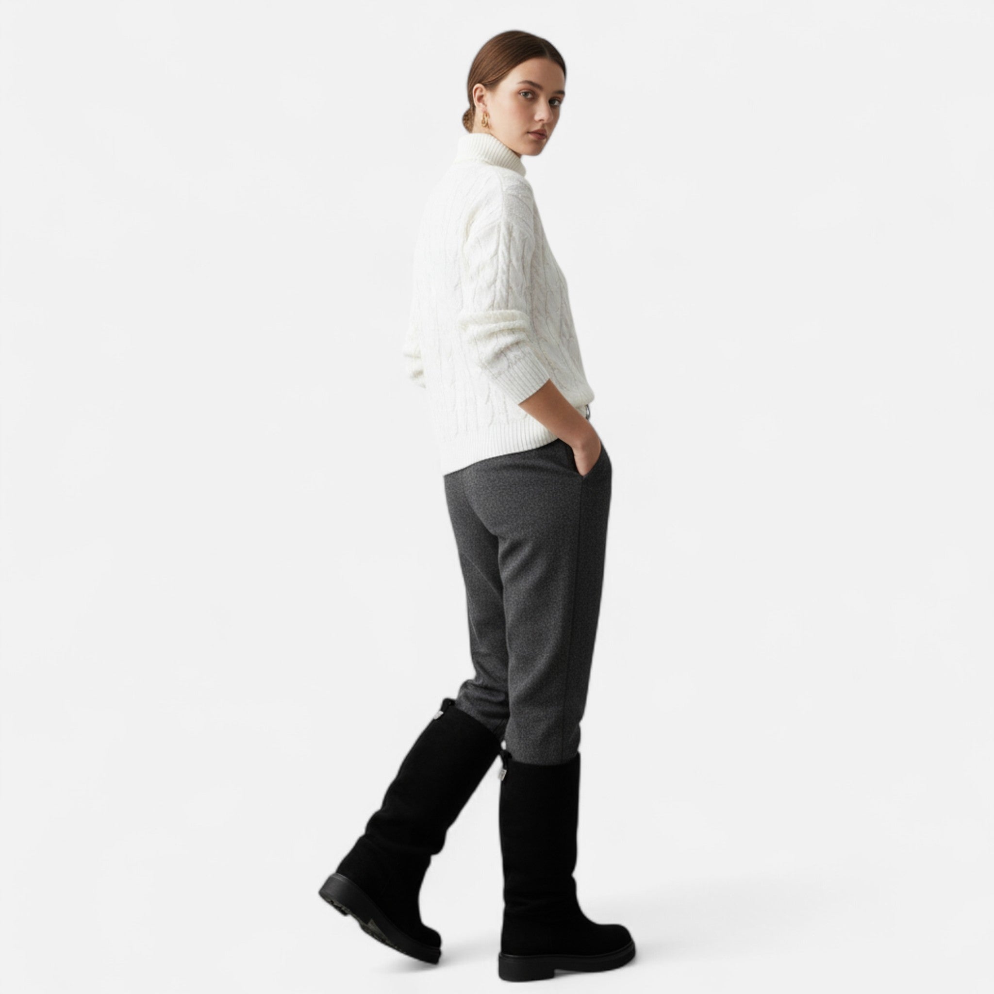 Ancienne Monde | Bottes Hautes Femme Plissées Semelle Épaisse