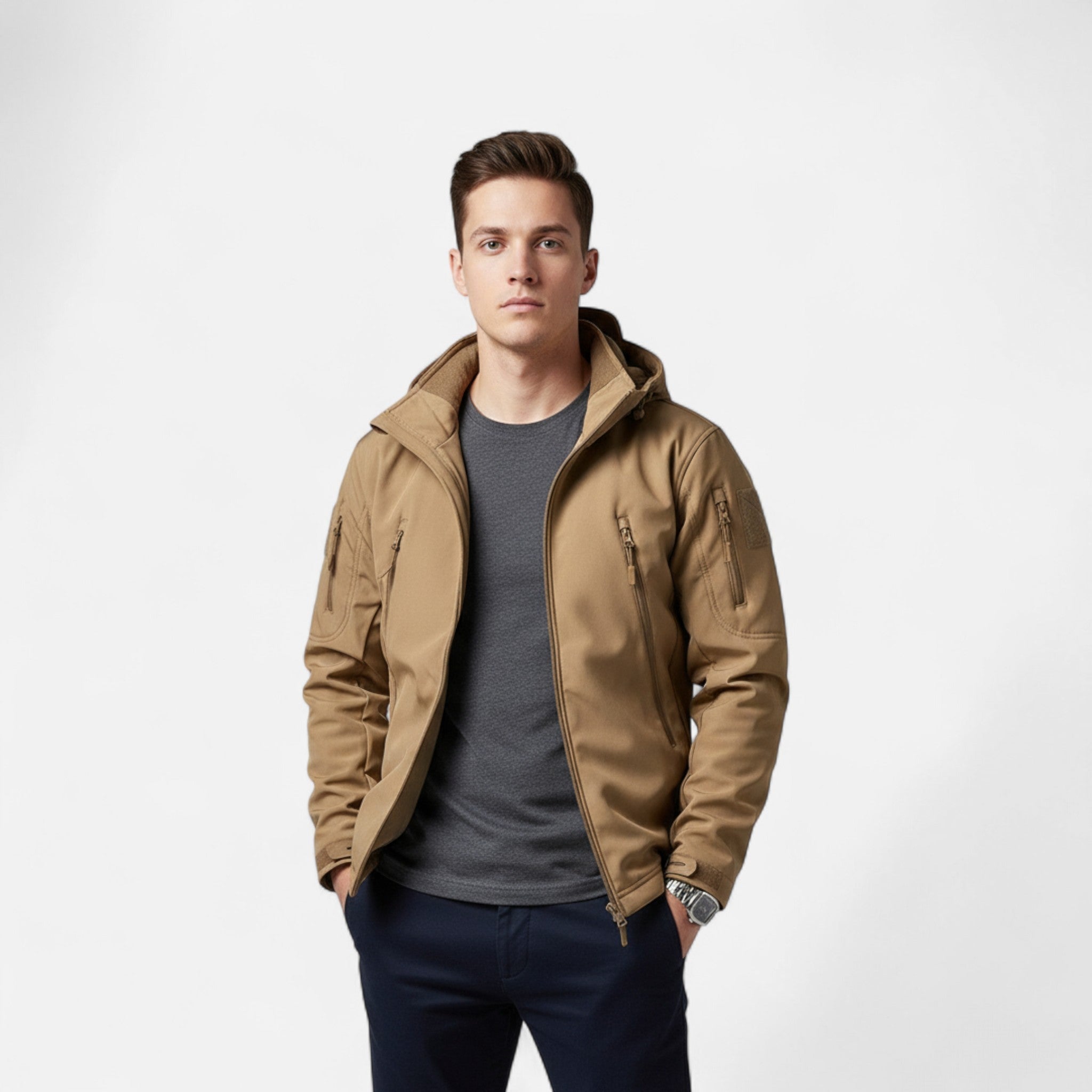 Ancienne Monde | Veste Softshell Homme Imperméable à Capuche