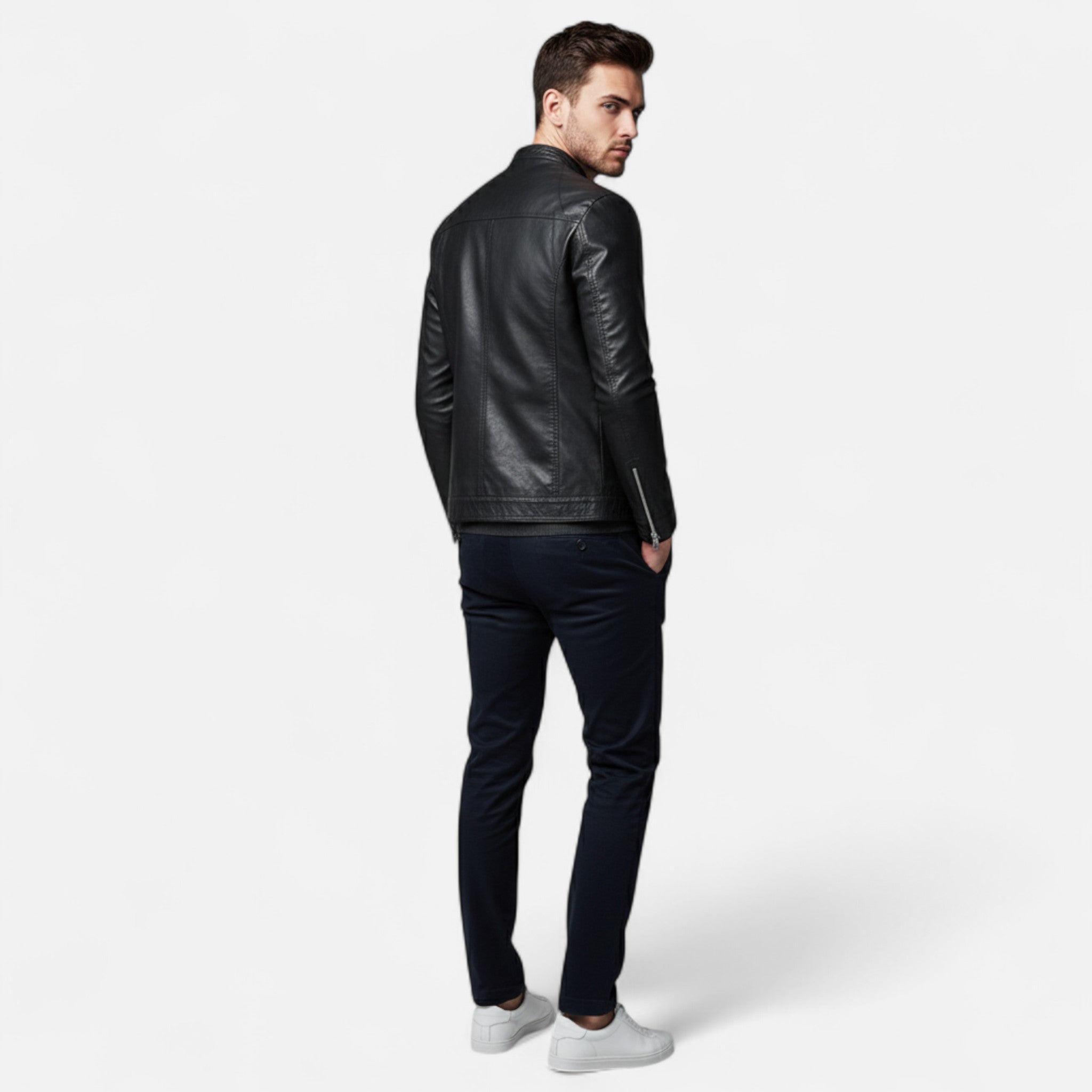 Ancienne Monde | Blouson Homme Cuir Biker Slim Fit