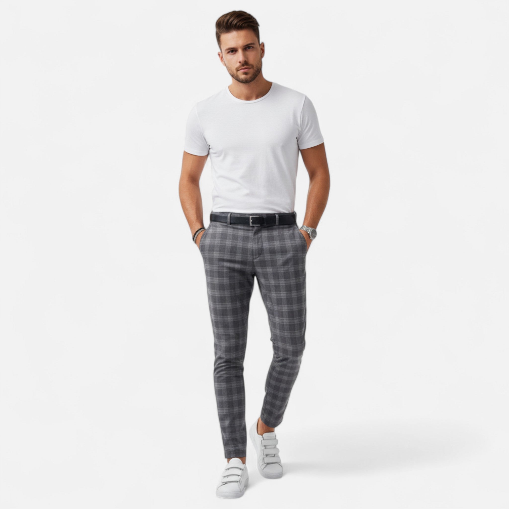 Ancienne Monde | Pantalon Chino Homme à Carreaux Élégance Premium