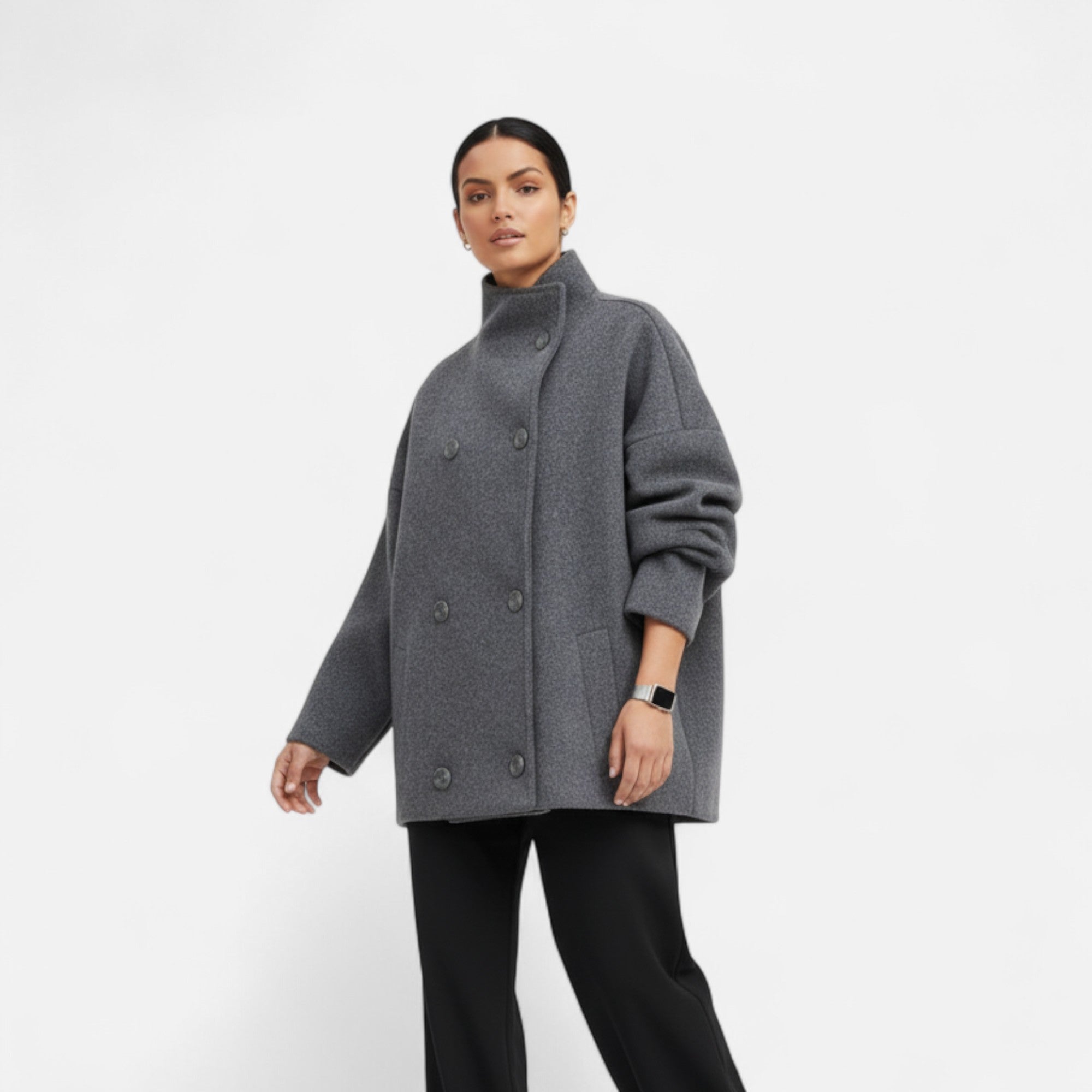 Ancienne Monde | Manteau Court Femme Col Haut Chic