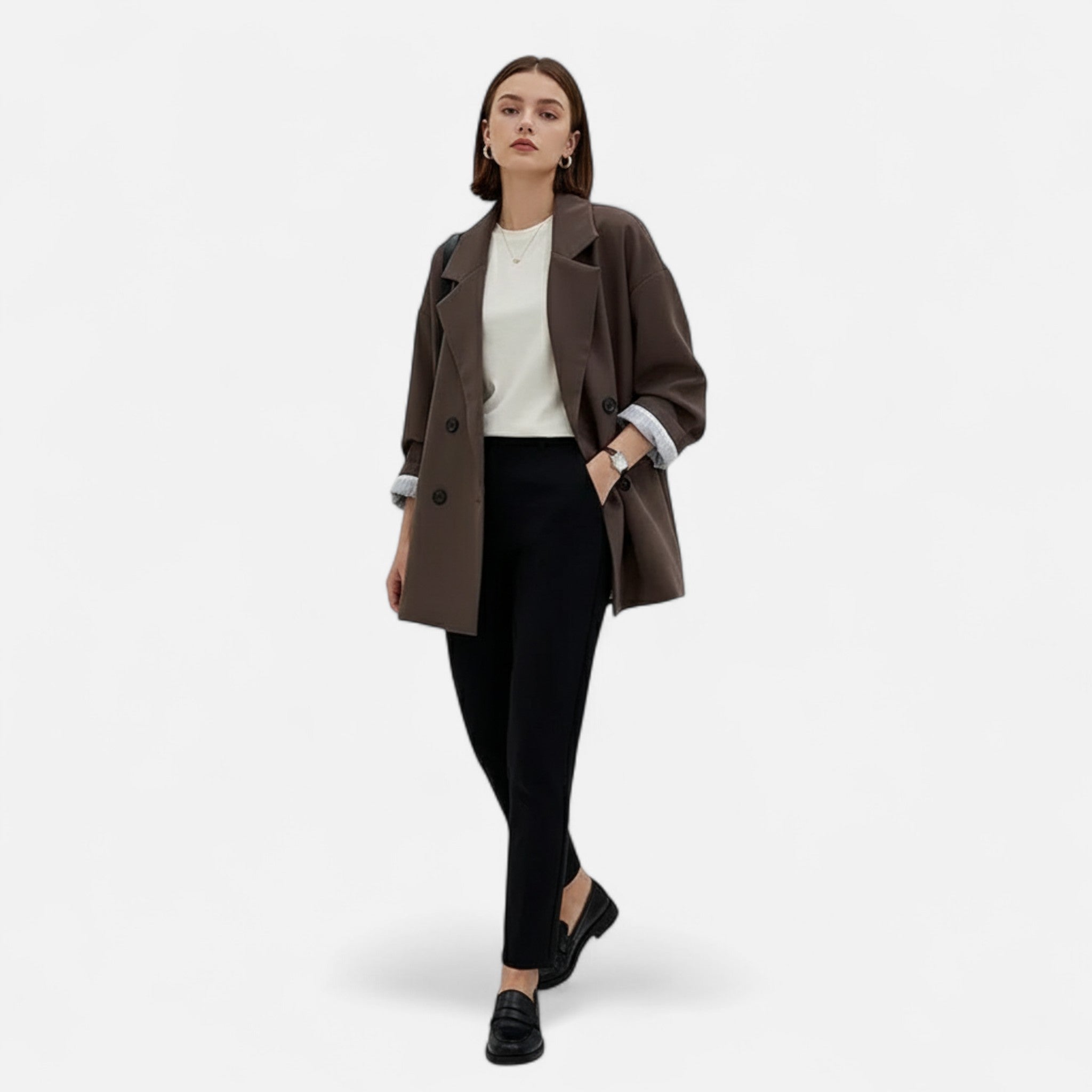Ancienne Monde | Blazer Femme Double Boutonnage Ample