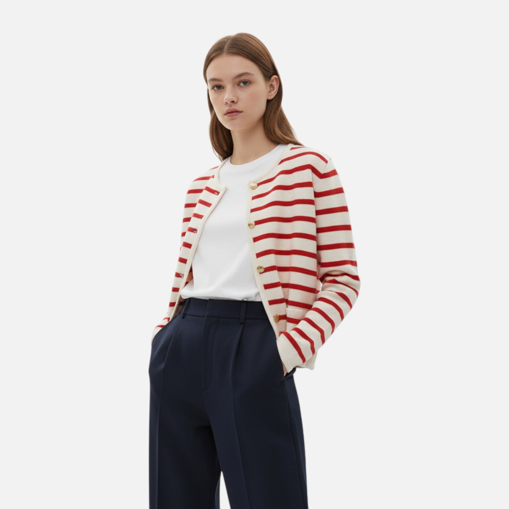 Ancienne Monde | Cardigan Rayé Cropped Femme
