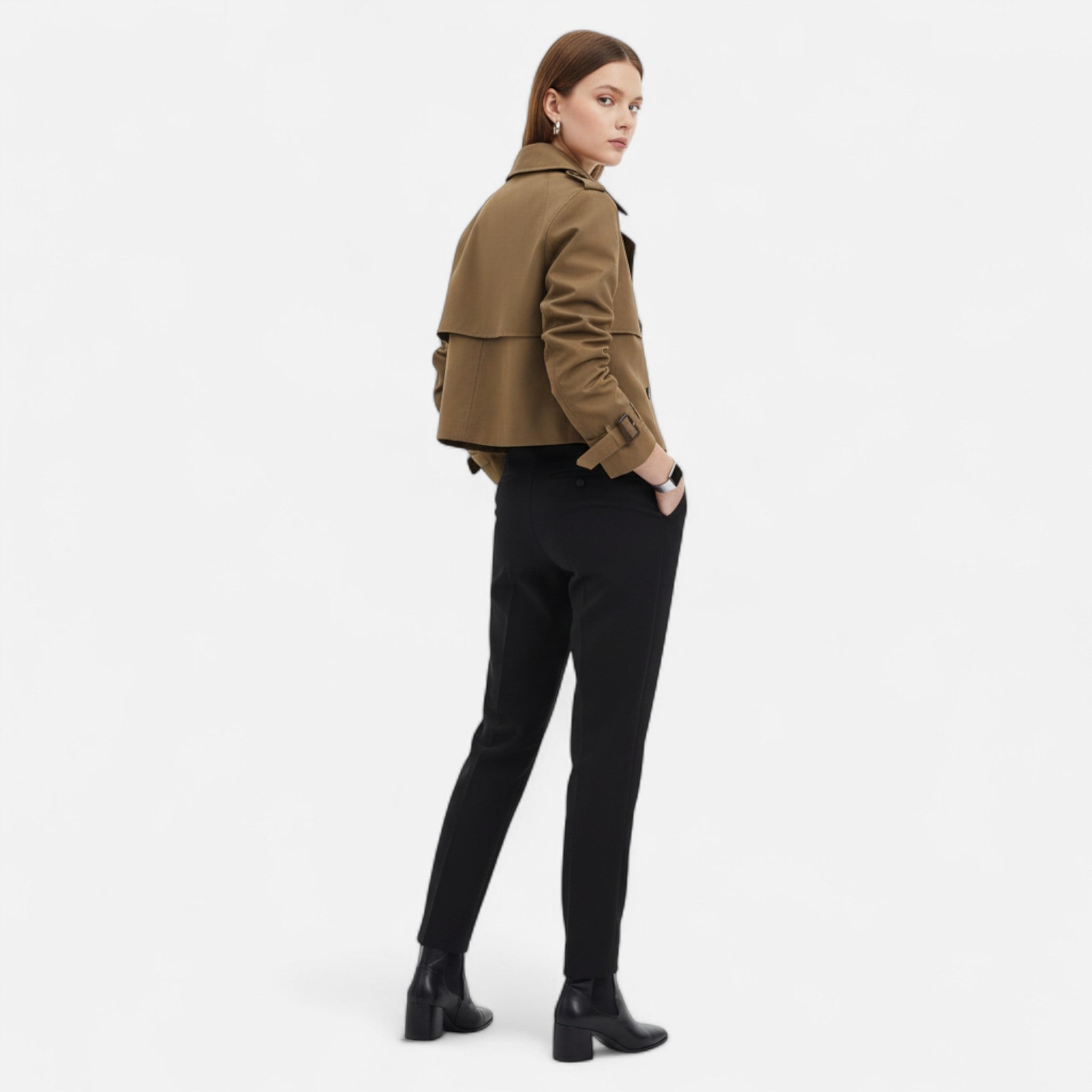 Ancienne Monde | Trench Court Femme Double Boutonnage Vintage