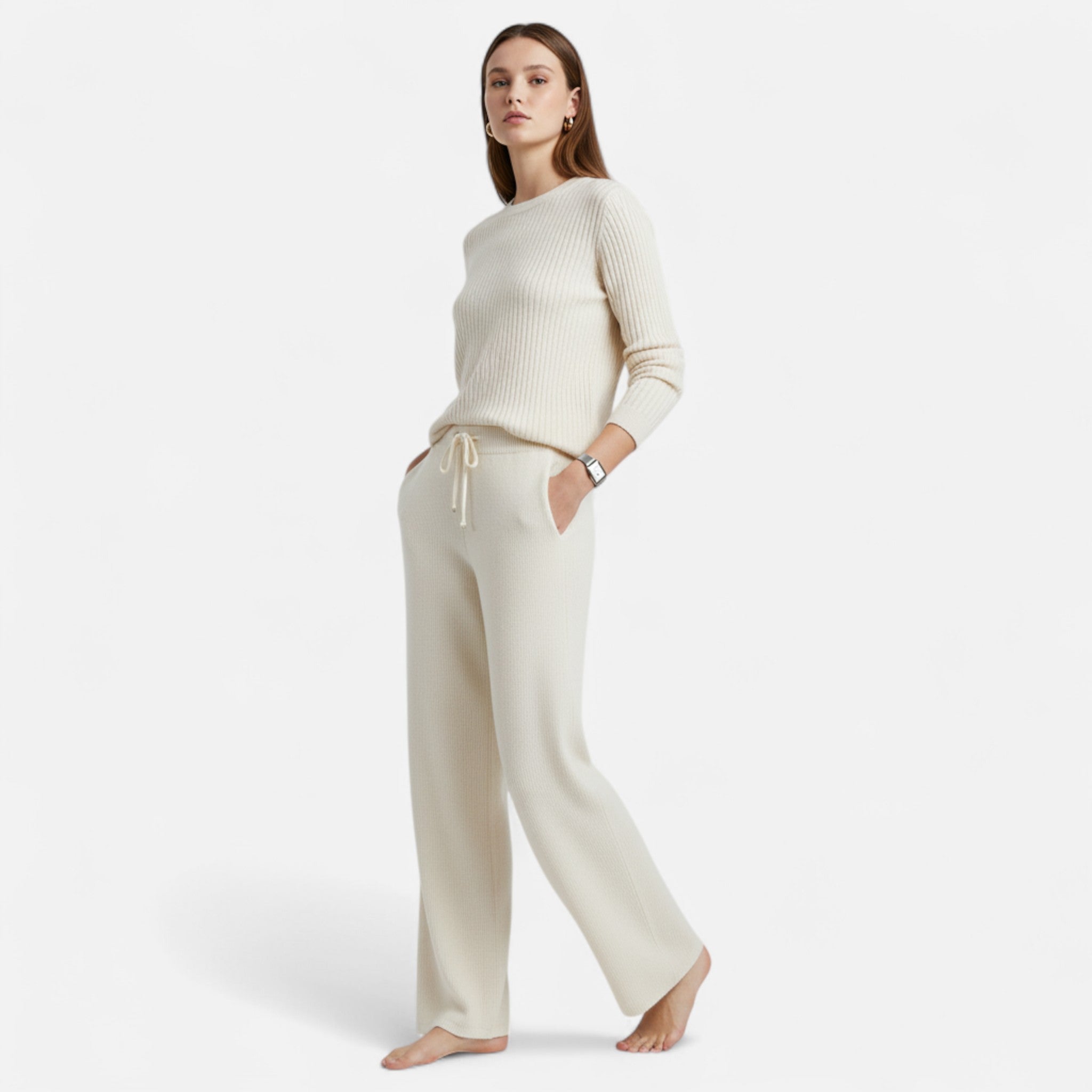 Ancienne Monde | Pantalon Femme Large en Laine Premium