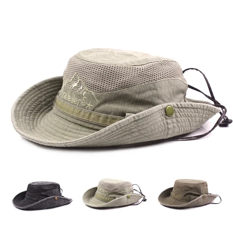 Prodyšný klobouk typu bucket hat pro rybaření a outdoorové túry