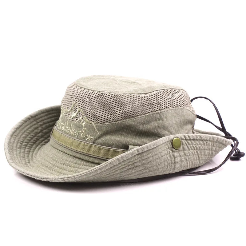 Prodyšný klobouk typu bucket hat pro rybaření a outdoorové túry
