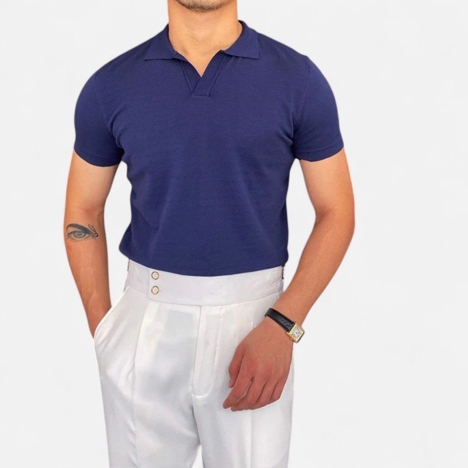 Ancienne Monde | Polo Homme à Col V – Luxe Discret, Élégance Classique "Old Money"